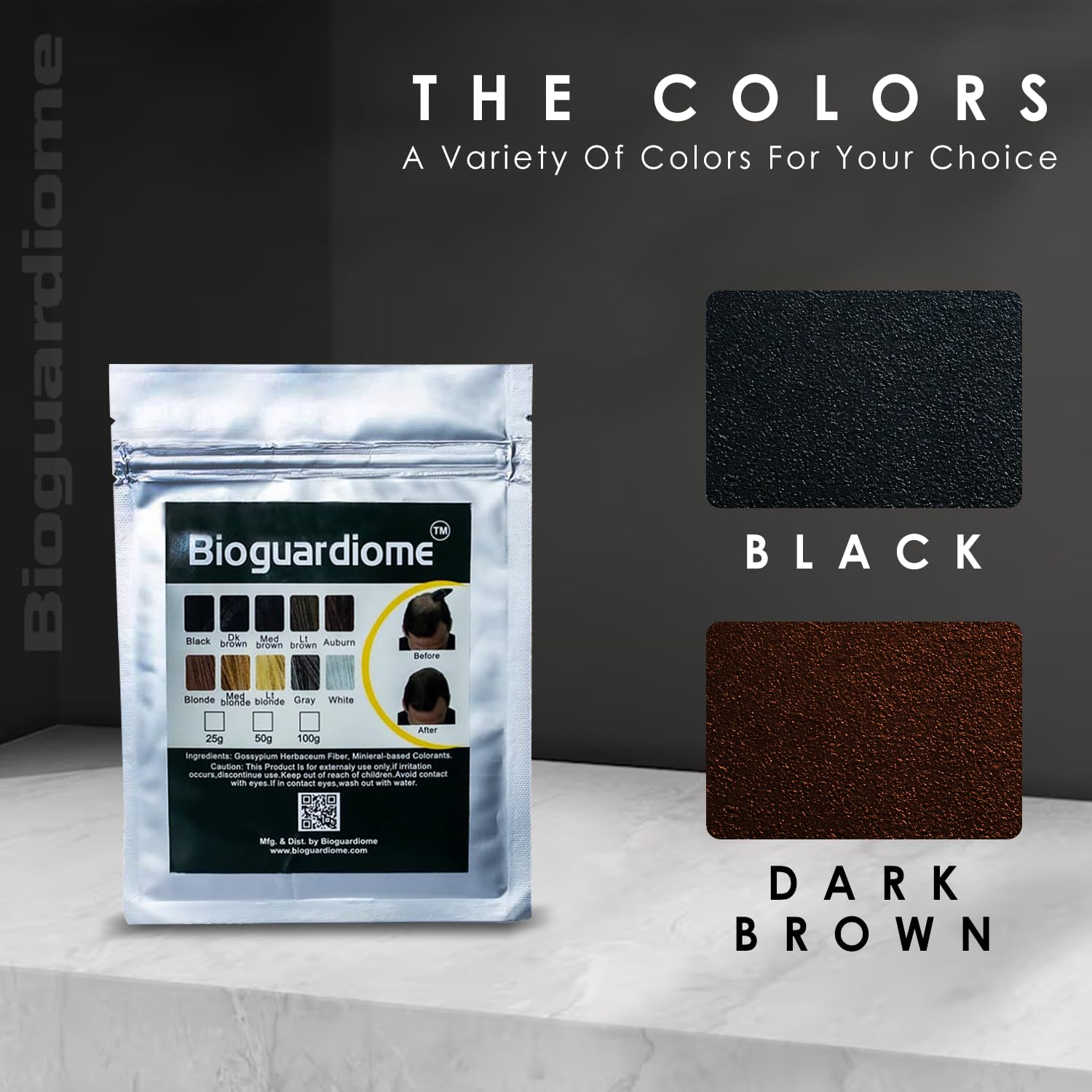 Bioguardiome Hair Building Fiber Refill Bag (Black) - 25g | Natural Hair Thickening Powder for Men & Women with Thin Hair | Covers Bald Spots & Thins Areas | Perfect for Daily Use, Special Occasions & Confidence Boost