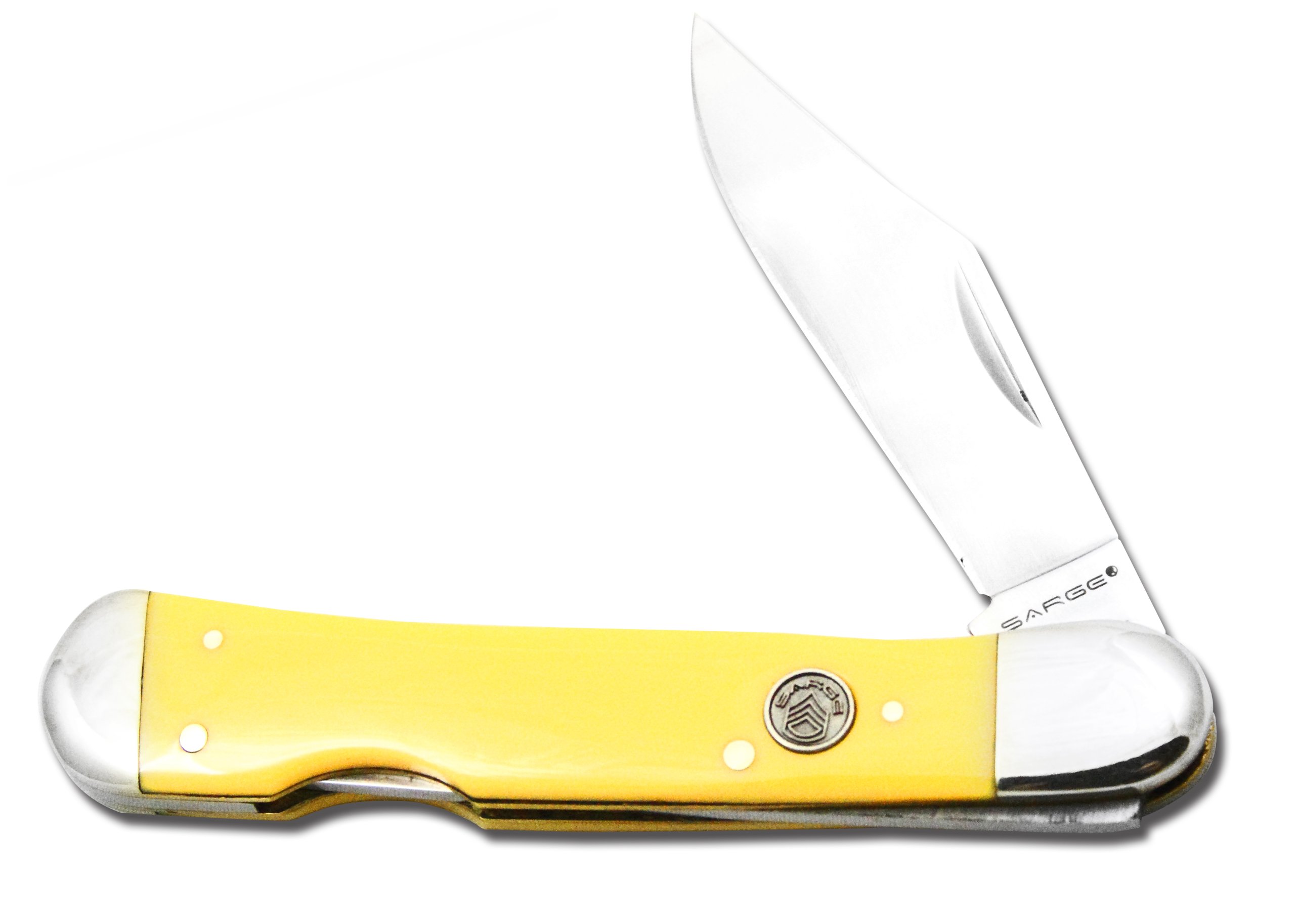 Sarge Knives SK-211 4.1 Inch Folding Pocket Knife with Yellow Derlin Handle - Compact EDC Knife for Camping, Hiking & Outdoor Adventures