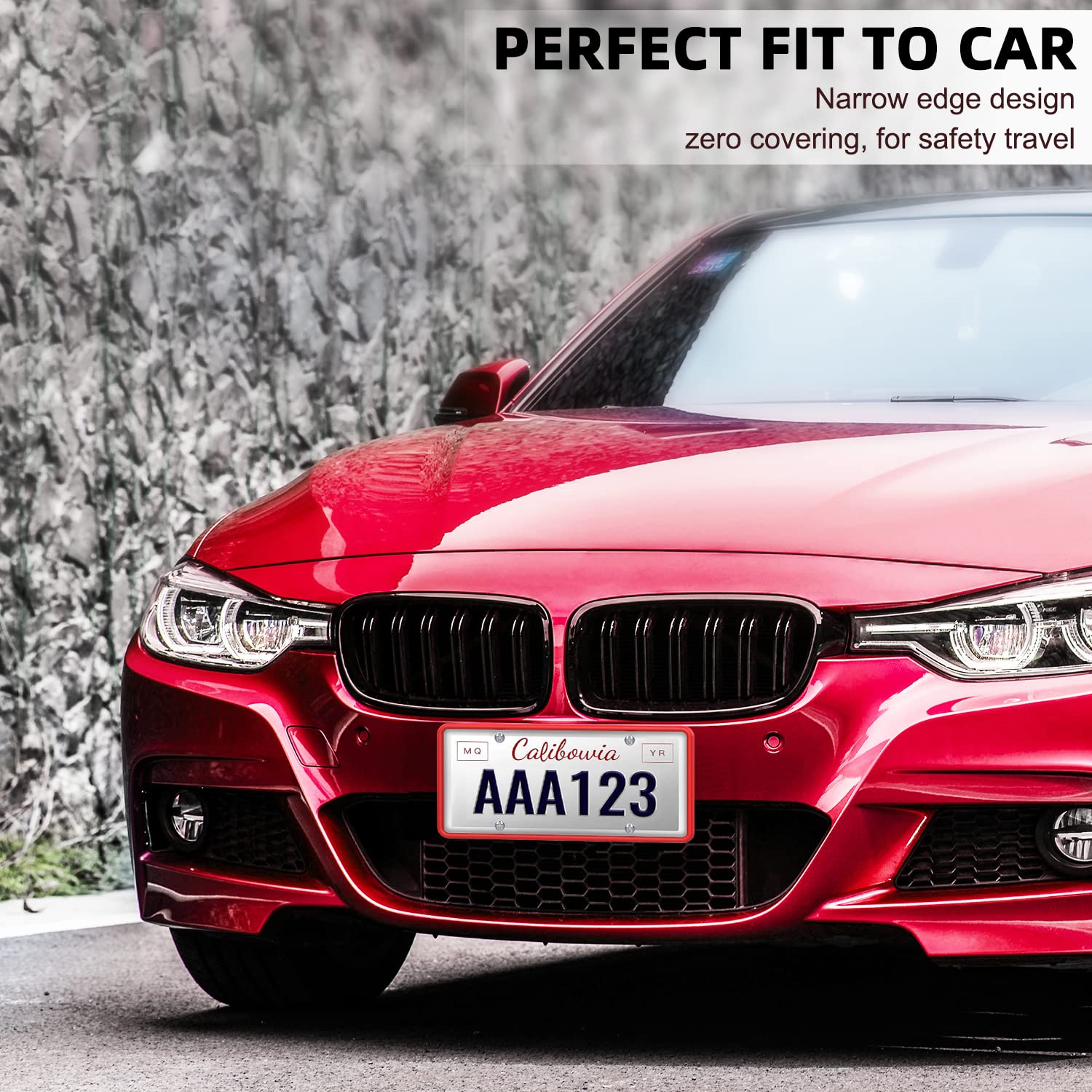 1 Pack Red Silicone License Plate Frame - Front & Back Cover, Rust-Proof, Rattle-Proof, Weather-Resistant Bracket Holder for US & Canada Standard Cars | Perfect for Car Enthusiasts, Daily Commuters & All-Weather Protection