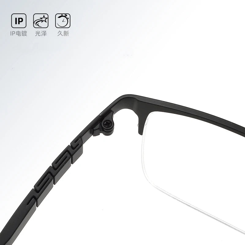 Bclear Men's Semi-Rimless Square Titanium Eyeglasses Frame 71111 - Lightweight & Durable Glasses for Work, Reading, and Everyday Use