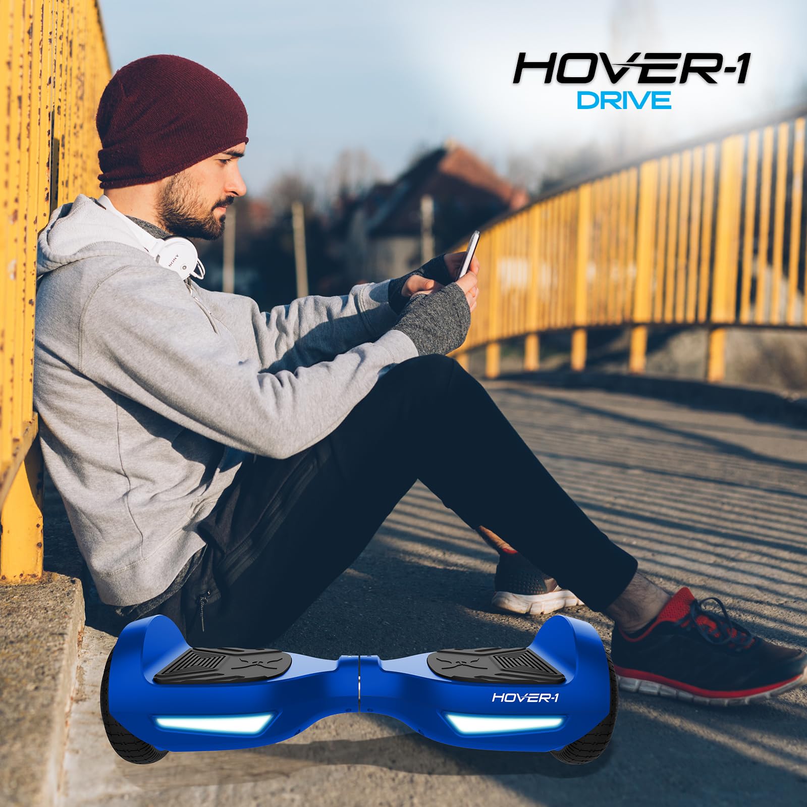Hover-1 Drive Electric Hoverboard with LED Lights - 7MPH Top Speed, 3 Mile Range, Rechargeable Lithium-Ion Battery (6HR Charge) - Perfect for Commuting, Campus Travel & Outdoor Fun