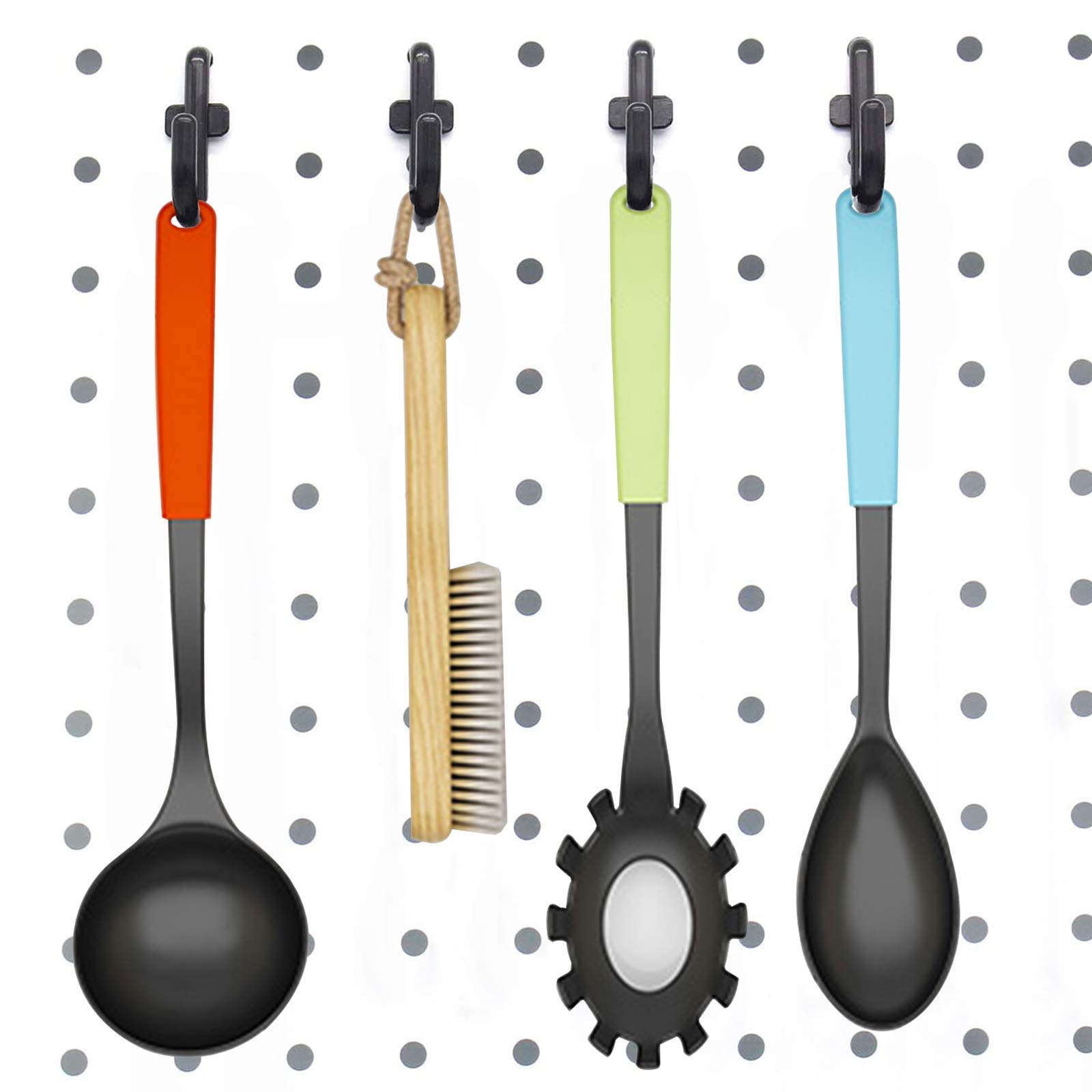 Jucoan 200 Pack Black Plastic J-Shape Pegboard Hooks for 1/4