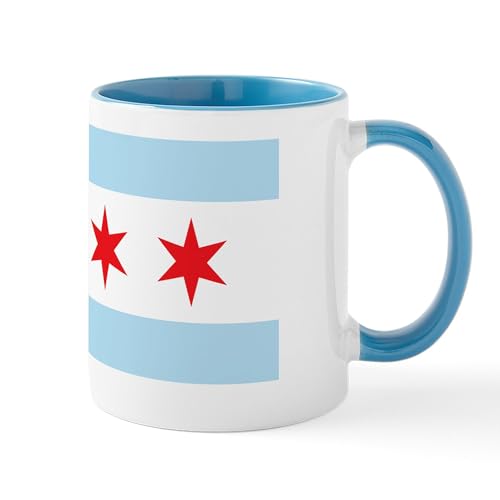 White/Blue Inside - Chicago Flag White Background Mug