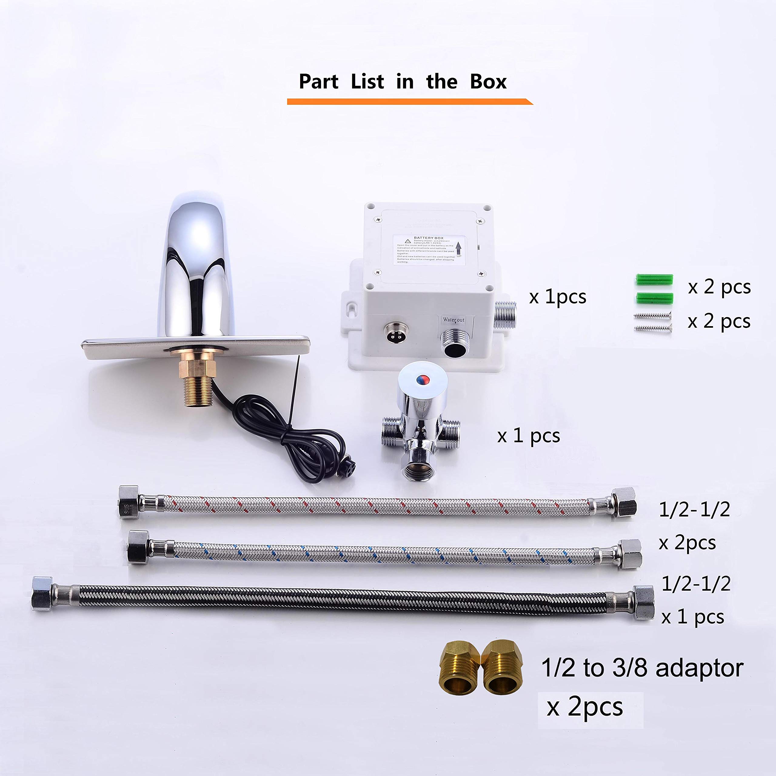 HHOOMMEE Automatic Sensor Faucet for Bathroom Basin - Touchless Motion Sensor Tap with Water Mixer Valve & Control Box (0103C) - Ideal for Home, Restaurant, and Public Restroom Hygiene