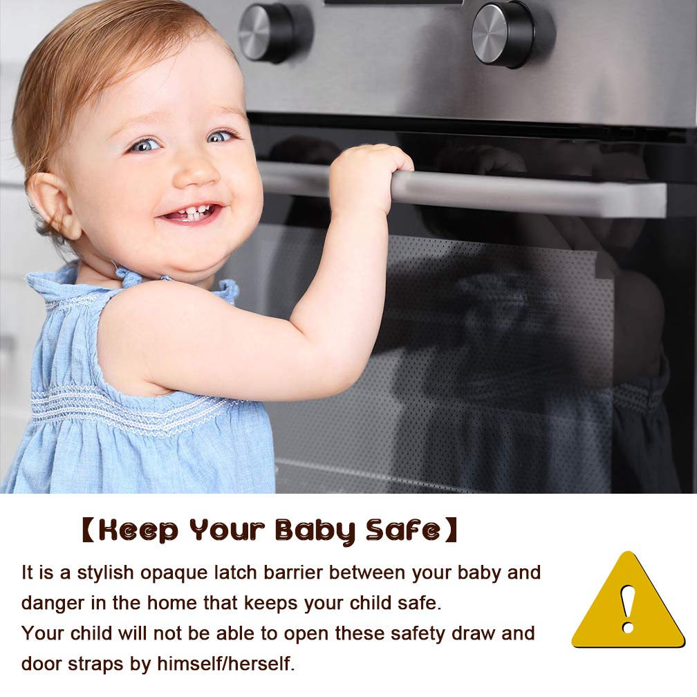 8 Pack Black Child Safety Cabinet Locks - Adjustable Baby Proof Latches for Drawers, Oven, Fridge, Toilet Seat & Cupboards | Extra Strong Adhesive Pads Included | Perfect for Kitchen, Bathroom & Nursery Childproofing