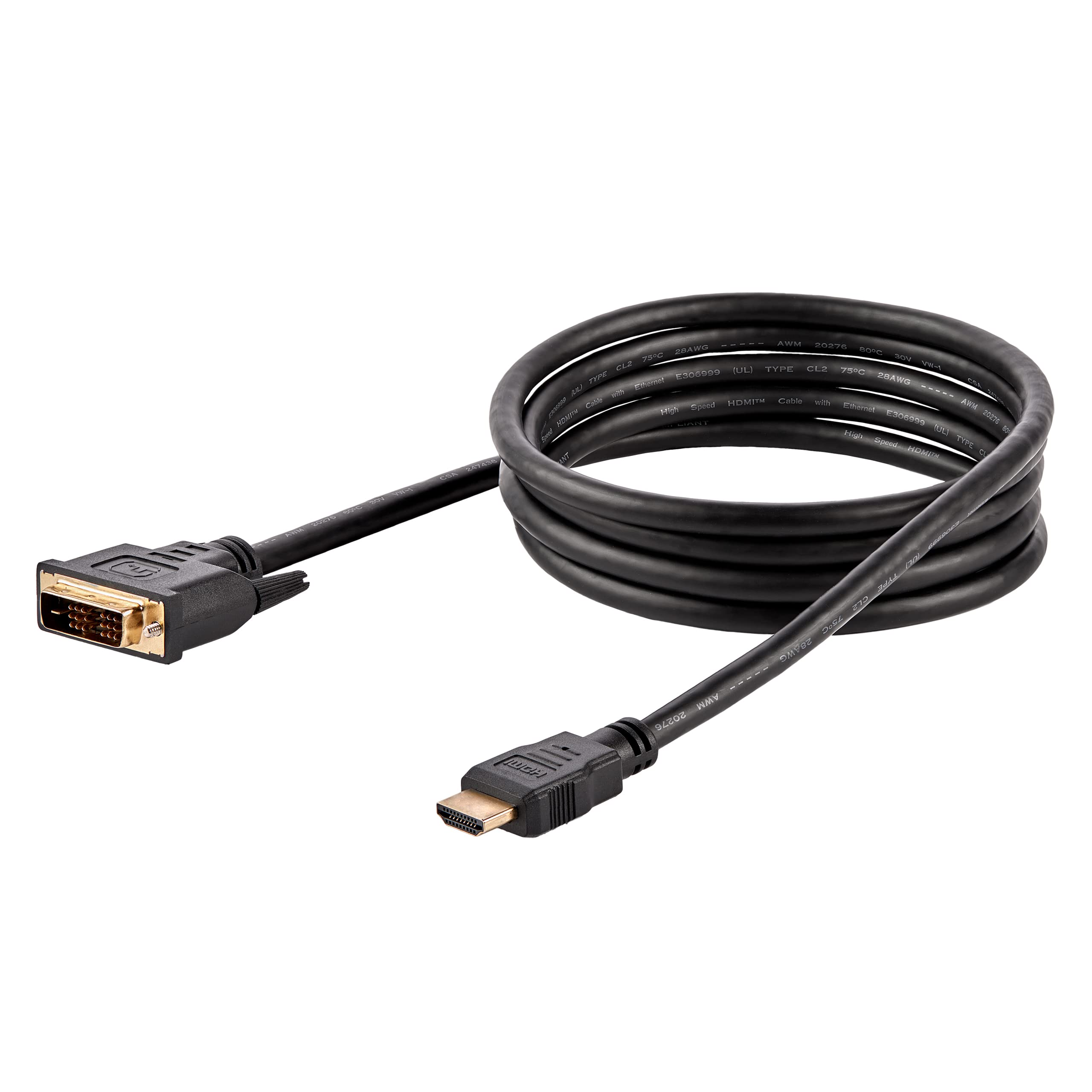 StarTech.com 6ft HDMI to DVI Cable 10 Pack - High Speed 1920x1200p Resolution, 19 Pin DVI-D to HDMI Adapter Cable for Monitor, TV, PC, Laptop - Ideal for Home Theater, Gaming & Office Setup (HDMIDVIMM610PK)