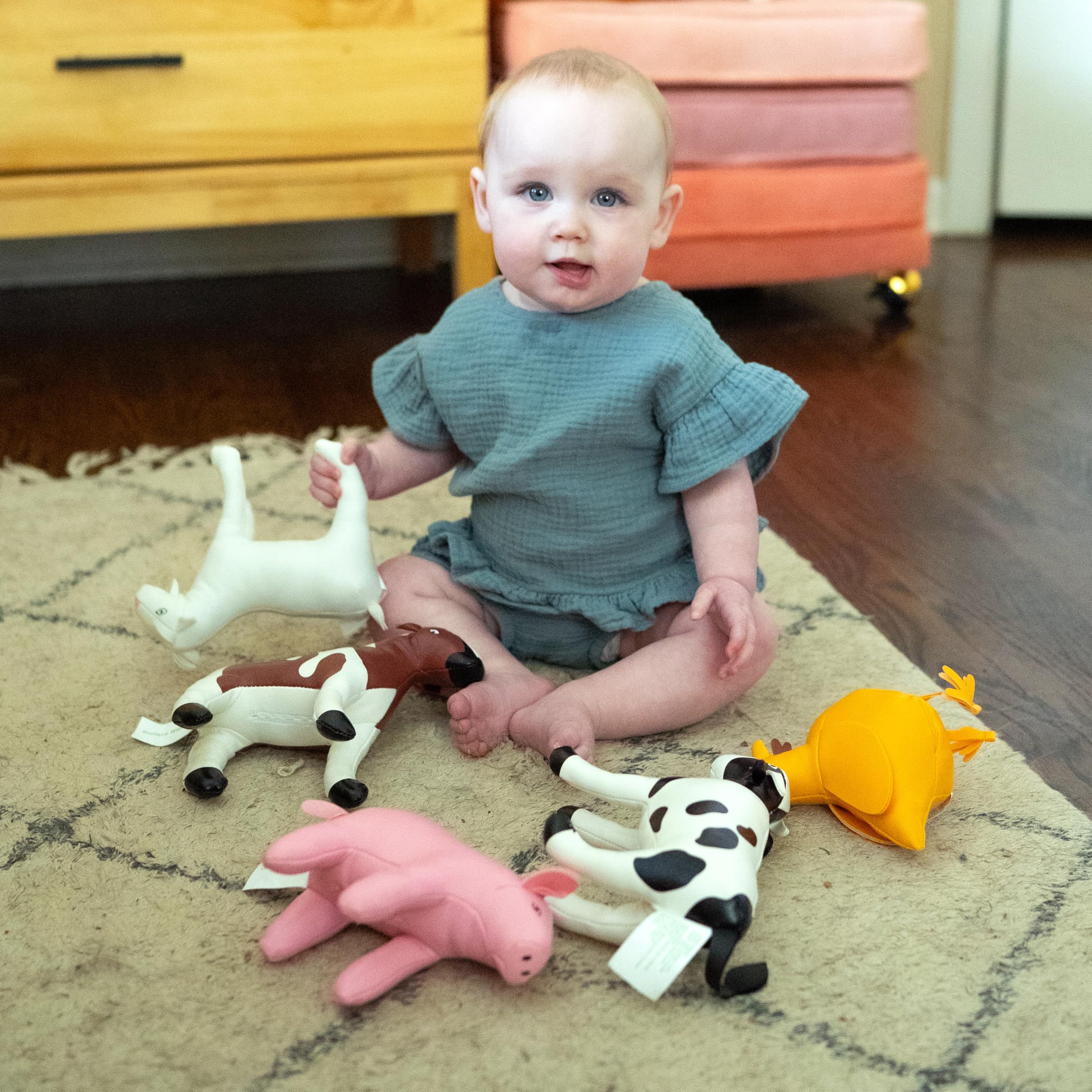 Soft Vinyl Farm Animal Toy Set - Cow, Horse, Goat, Pig & Chicken - Safe Baby & Toddler Toys - 5-PC Educational Gift for All Ages | Perfect for Early Learning, Sensory Play & Nursery Decor
