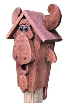 Handmade Rustic Moose Birdhouse - Amish Crafted Mushroom Wood House for Garden & Outdoor Decor