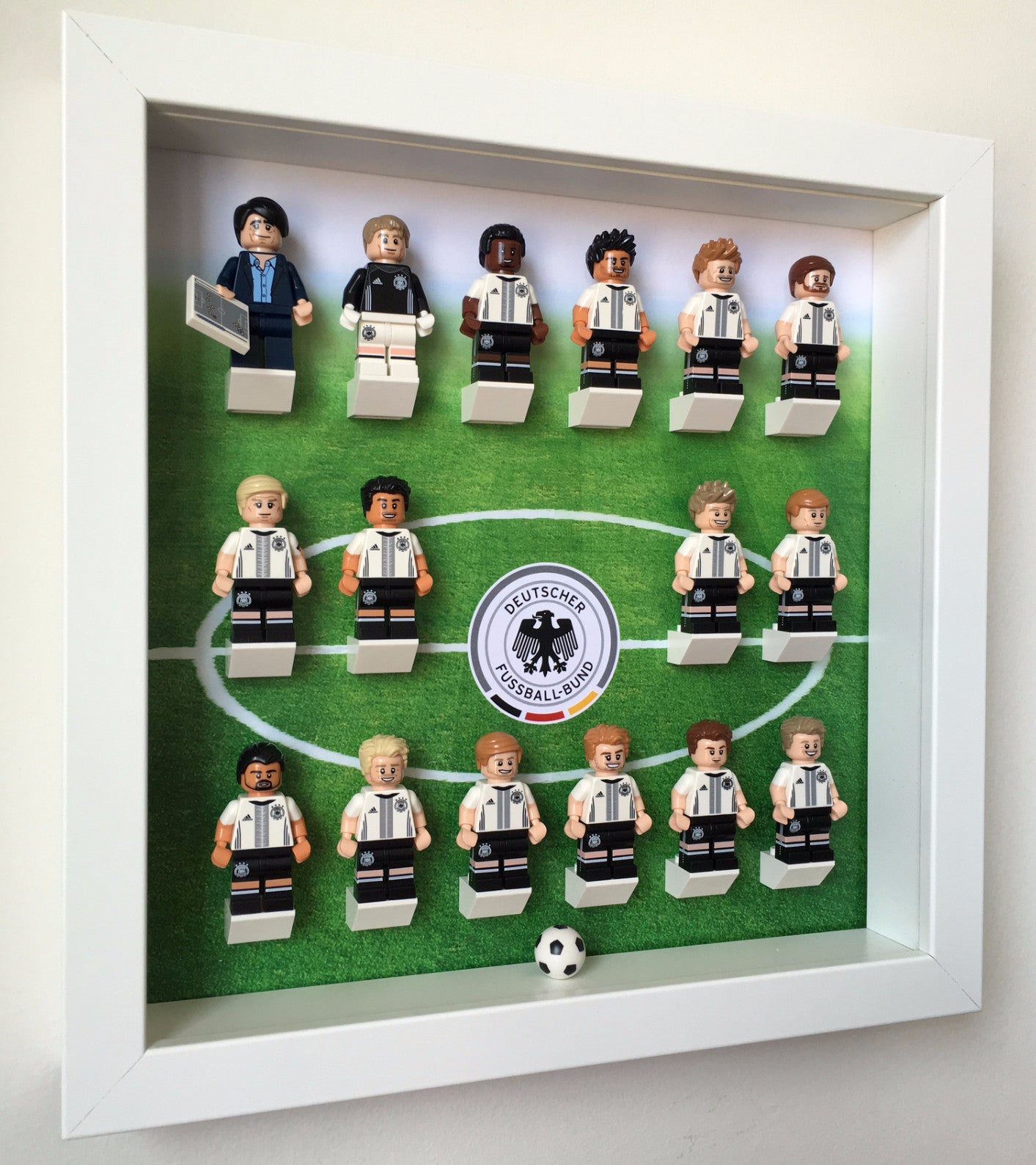 Official LEGO DFB German Football Team Minifigure Display Frame - Collectible Soccer Player Showcase for Home, Office & Fan Room Decor