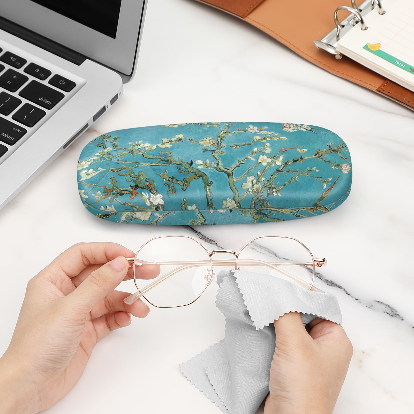 Fintie Hard Shell Protective Eyeglasses Case with Cleaning Cloth - Durable Portable Glasses Holder for Men & Women - Perfect for Travel, Work, and Everyday Use