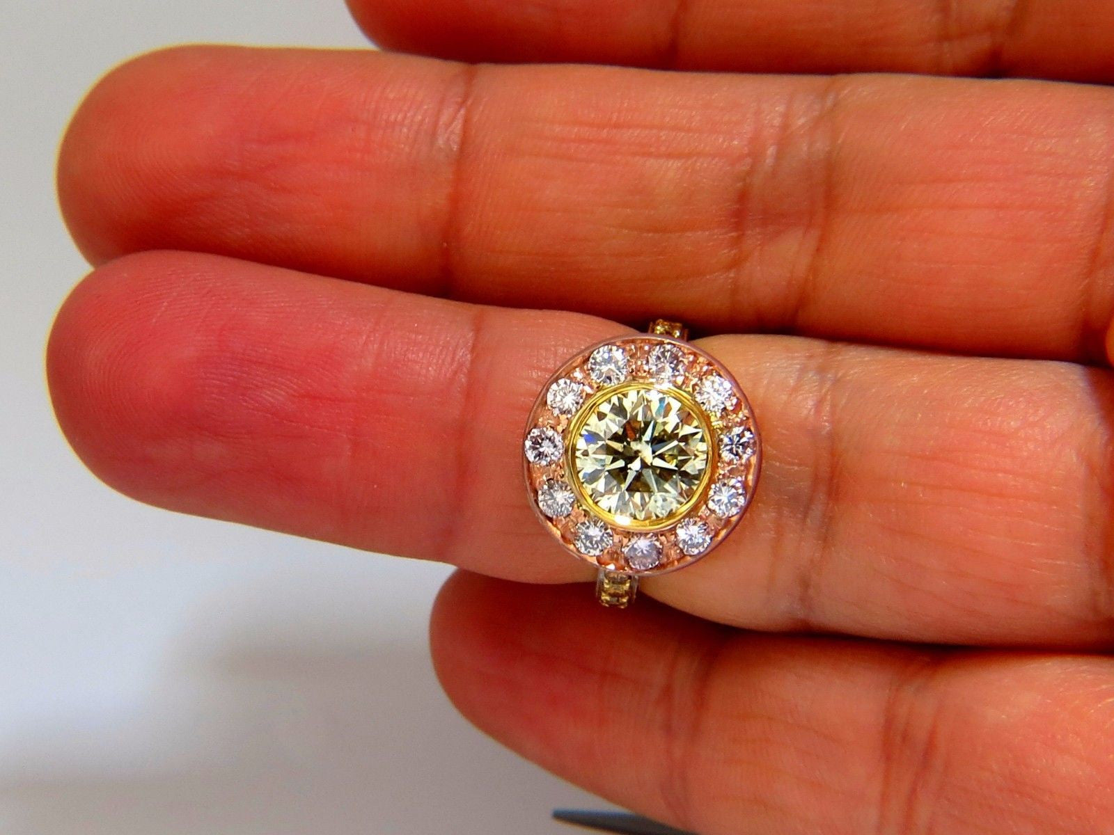 GIA Certified 3.67 Carat Fancy Round Diamond Ring - Circular Flush Deck Setting for Engagement, Wedding & Anniversary Gifts