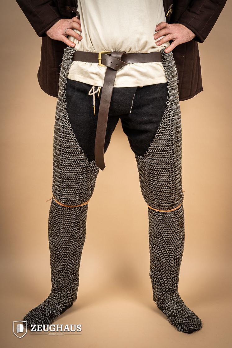 Chainmail Chausses Leg Armor - 9mm Steel Round Ring Medieval Knight Costume & LARP Accessory for Cosplay, Renaissance Fairs & Historical Reenactments
