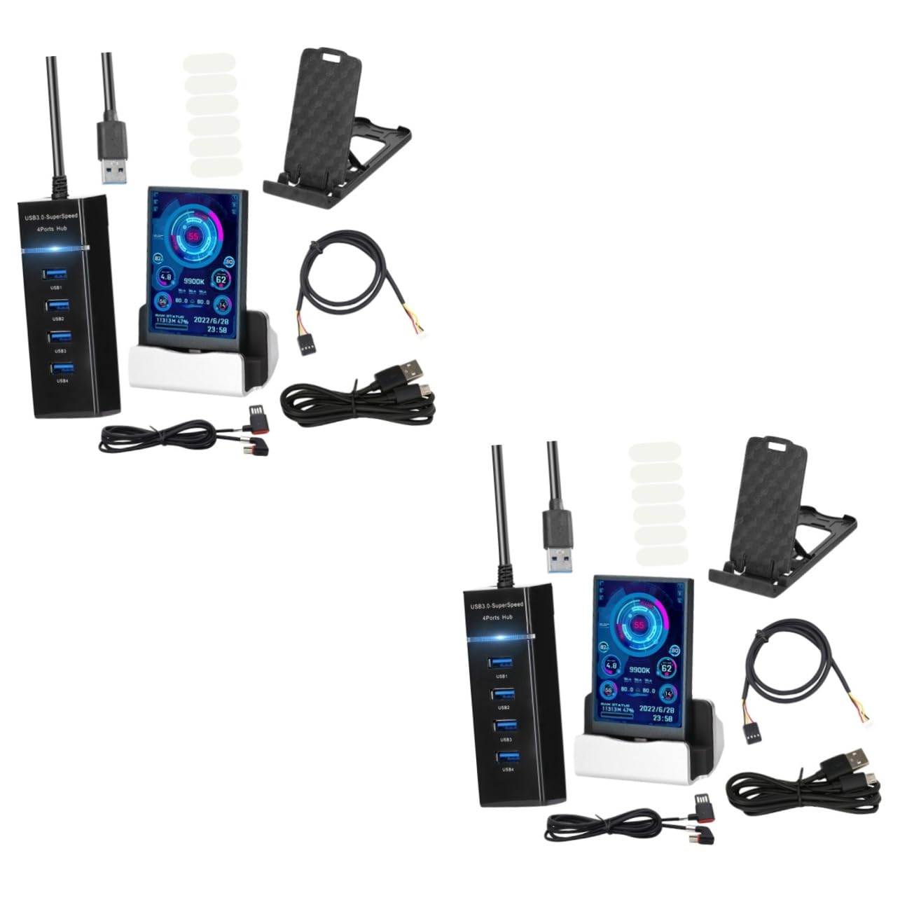 Uonlytech 2 Pack Mini Secondary Screen for PC Case - CPU & RAM Temperature Monitor, Real-Time Data Display, Computer Hardware Diagnostic Tool - Perfect for Gaming Rigs, Workstations & Custom PC Builds