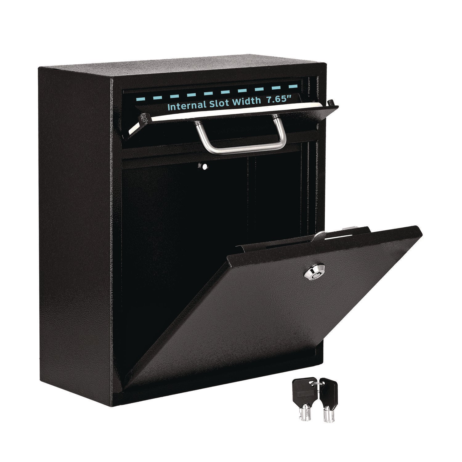 AdirOffice Medium Ultimate Wall Mounted Mailbox - 10.4 x 4.5 x 12 Inches, Black - Weatherproof Outdoor Mail Slot for Home, Office & Apartment - Perfect for Letters, Packages & Newspaper Delivery