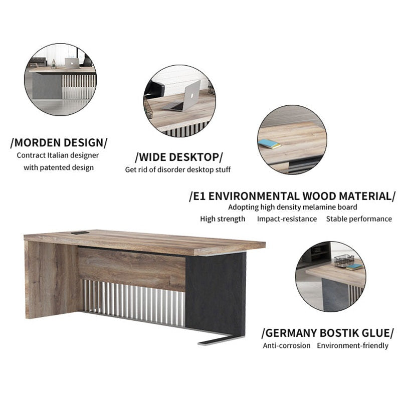 AFTAN 180cm Reception Desk Right Panel in Warm Oak & Black - Modern Office Furniture for Professional Workspaces & Lobby Areas