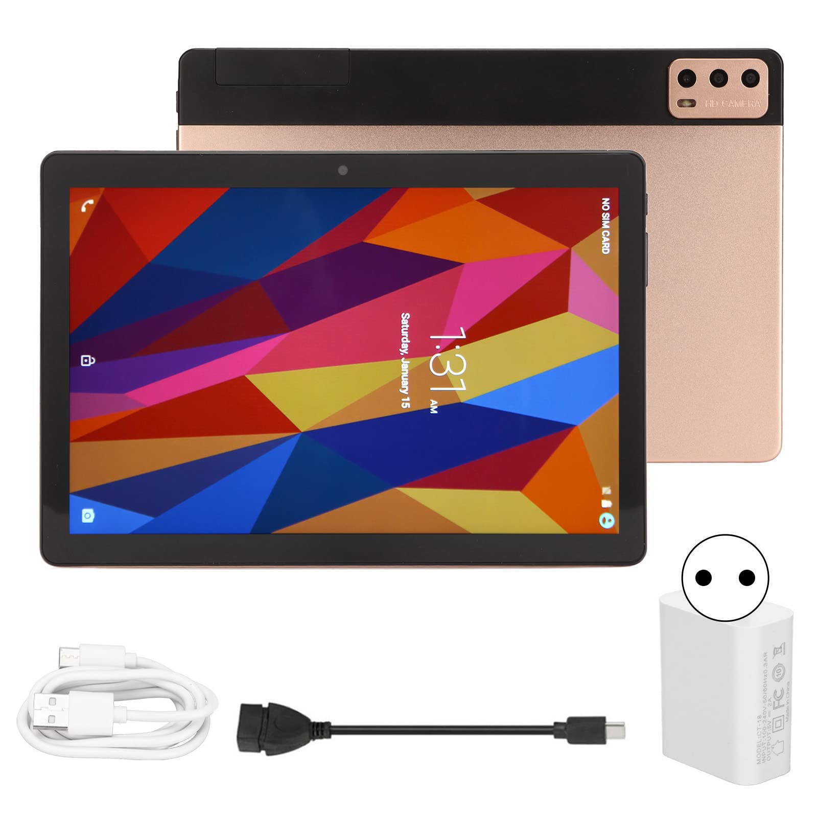 Zerodis 10.1 Inch Gaming Tablet - 8GB RAM 256GB ROM, Octa-Core Processor, 1920x1200 FHD Display, 5MP+13MP Dual Cameras, 5800mAh Battery, 2.4G/5G WiFi, Portable & Rechargeable (Gold) - Perfect for Gaming, Streaming & Work on the Go