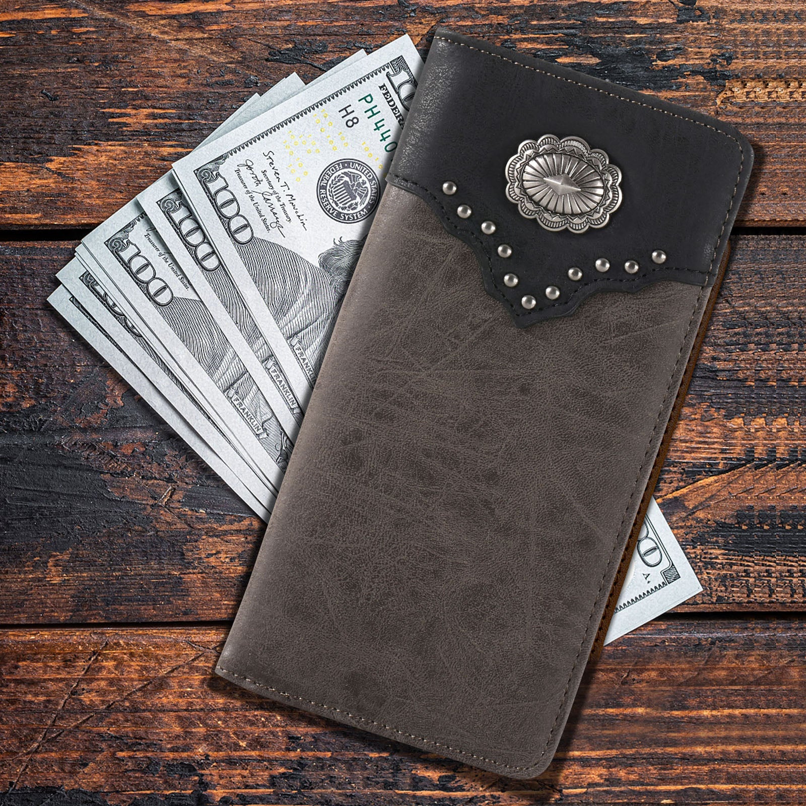 Montana West Color Block Navajo Concho Bifold Long Wallet for Women - Stylish Leather Wallet with Card Slots & ID Window - Perfect for Everyday Use, Travel, and Gift Giving