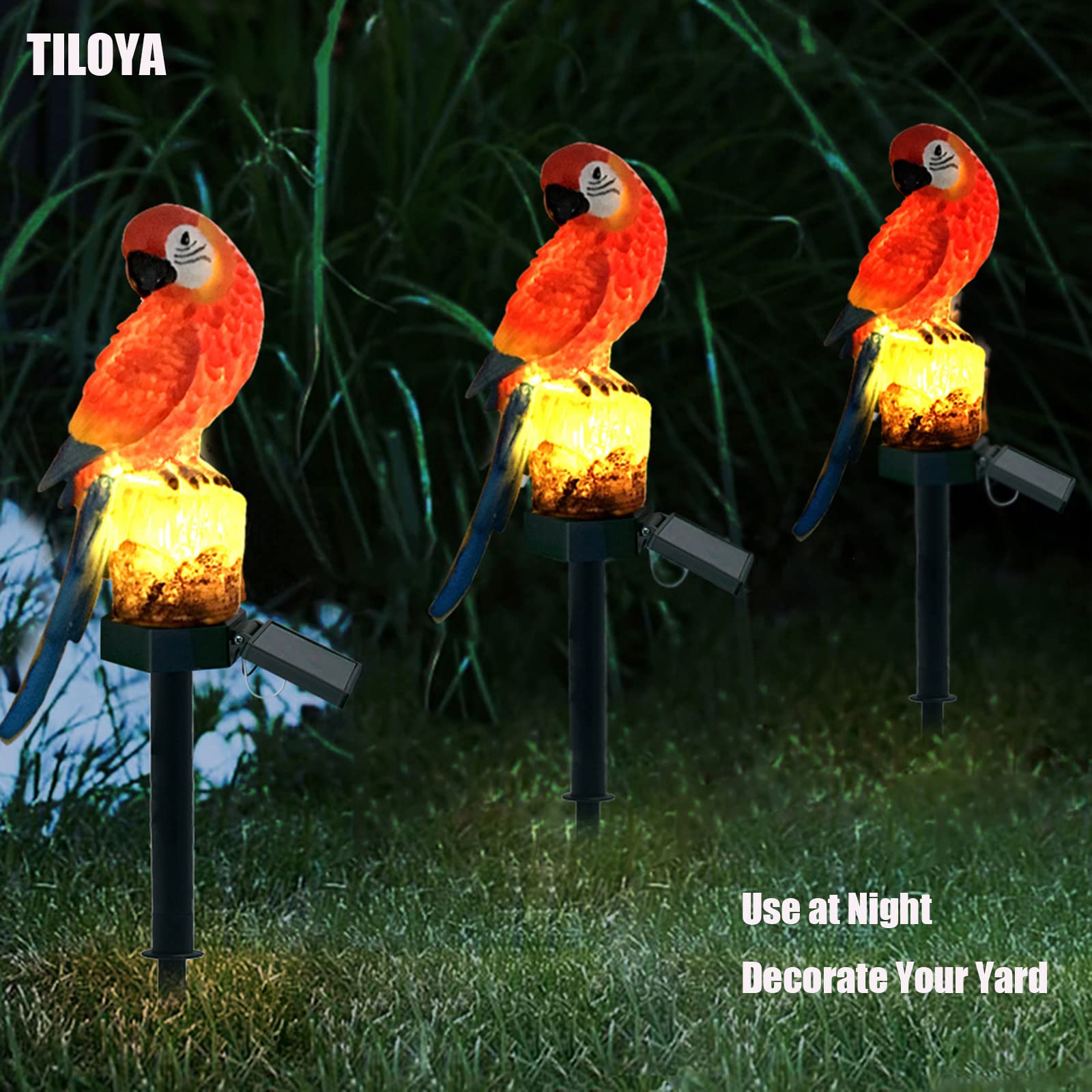 Solar Powered Red Parrot Garden Lights - Waterproof Outdoor Solar Lights for Yard, Lawn, Walkway, Patio & Courtyard Decoration | Cute Animal-Shaped Solar Lights for Garden Decor & Landscape Lighting