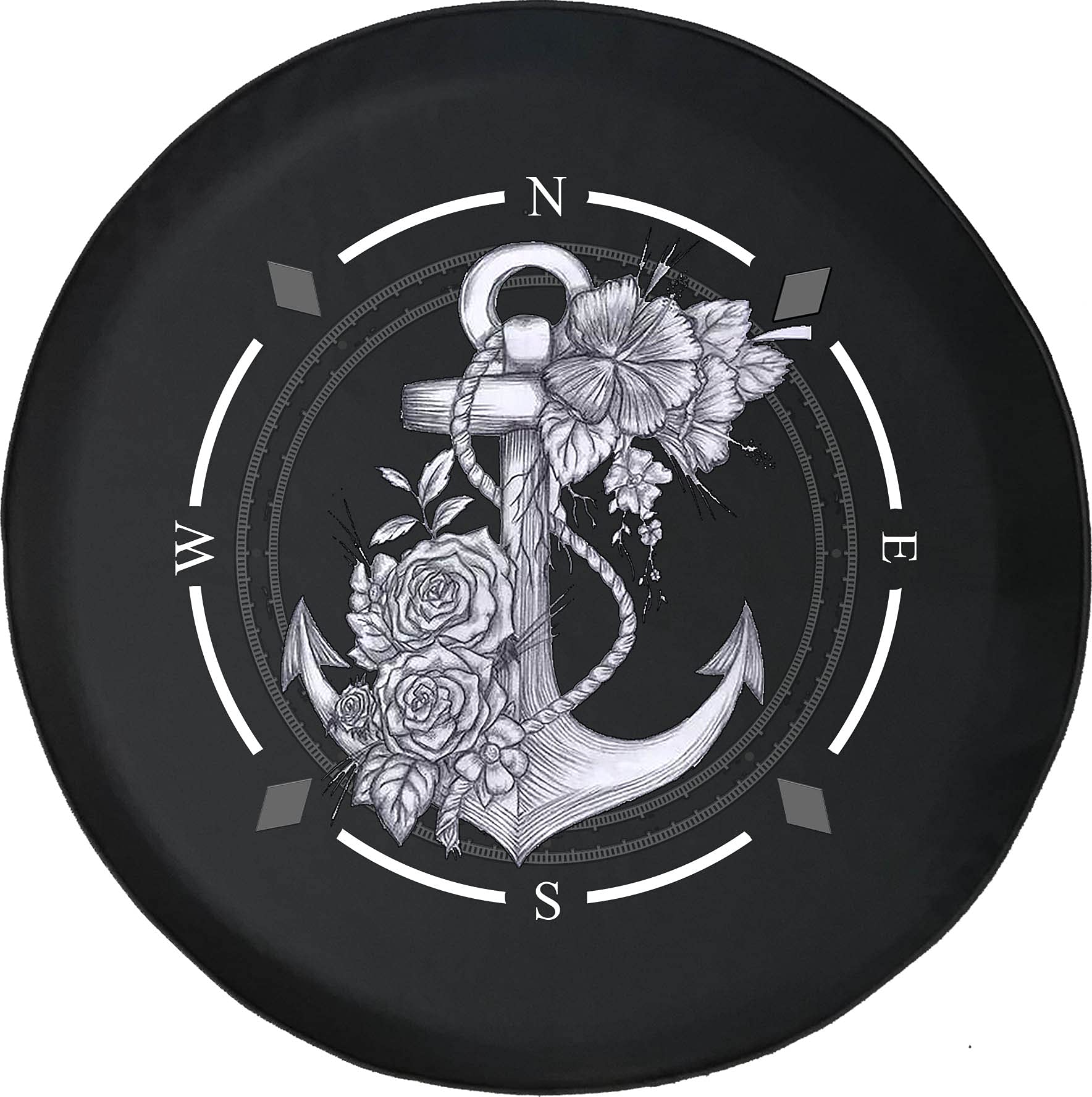 American Unlimited Spare Tire Cover with Compass, Anchor & Roses Design - Universal Fit for SUVs, Trailers, RVs & Most Vehicles | Durable Wheel Cover Accessory for Outdoor Adventures & Road Trips