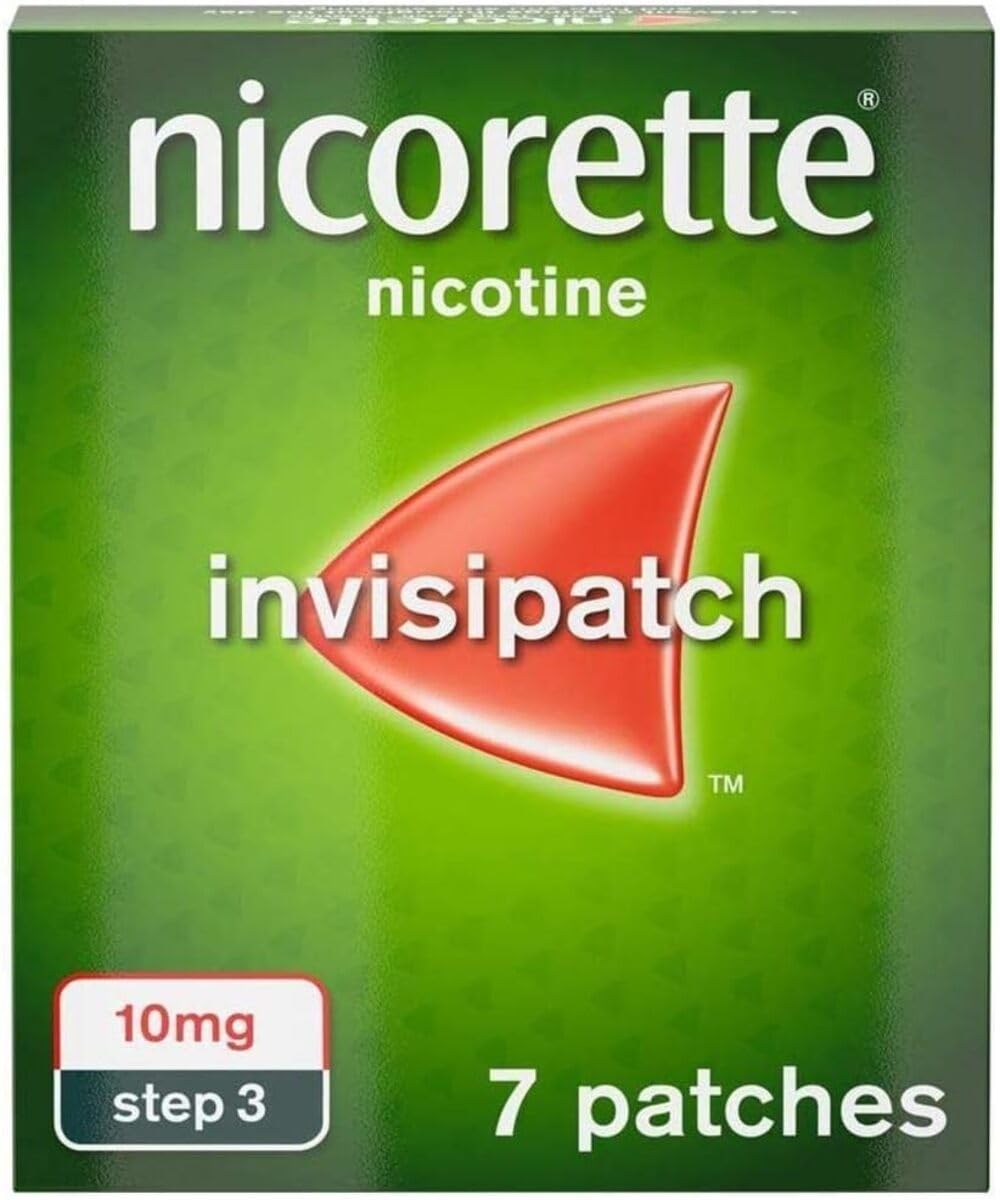 Nicorette InvisiPatch 10mg Step 3 Nicotine Patches (7 Count) - Smoking Cessation Aid for All-Day Craving Relief, Discreet & Convenient Quit Smoking Solution - Perfect for Work, Travel, and Daily Activities
