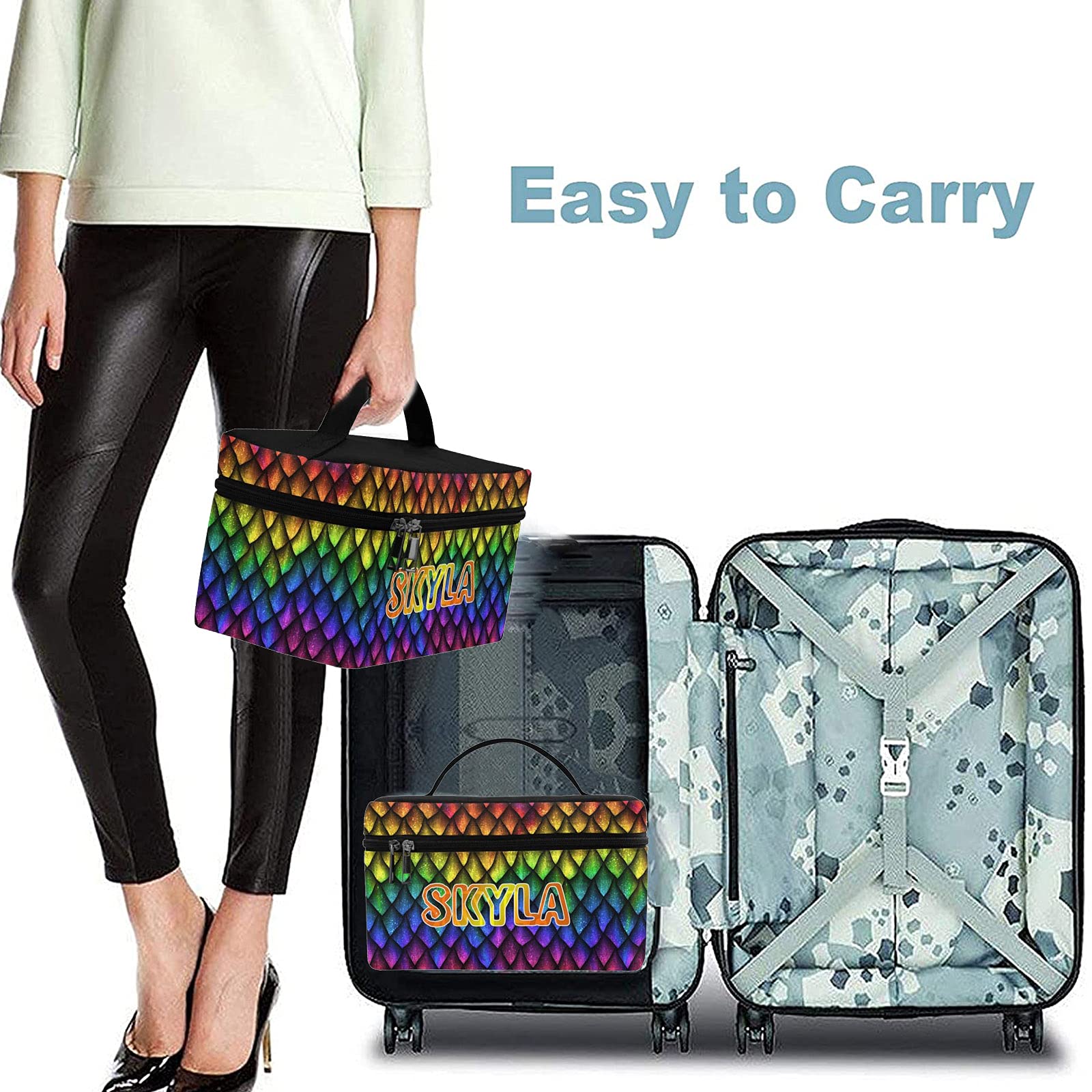 YESCUSTOM Personalized Makeup Bag - Waterproof Travel Cosmetic Organizer for Women & Girls, Perfect for Travel & Daily Use
