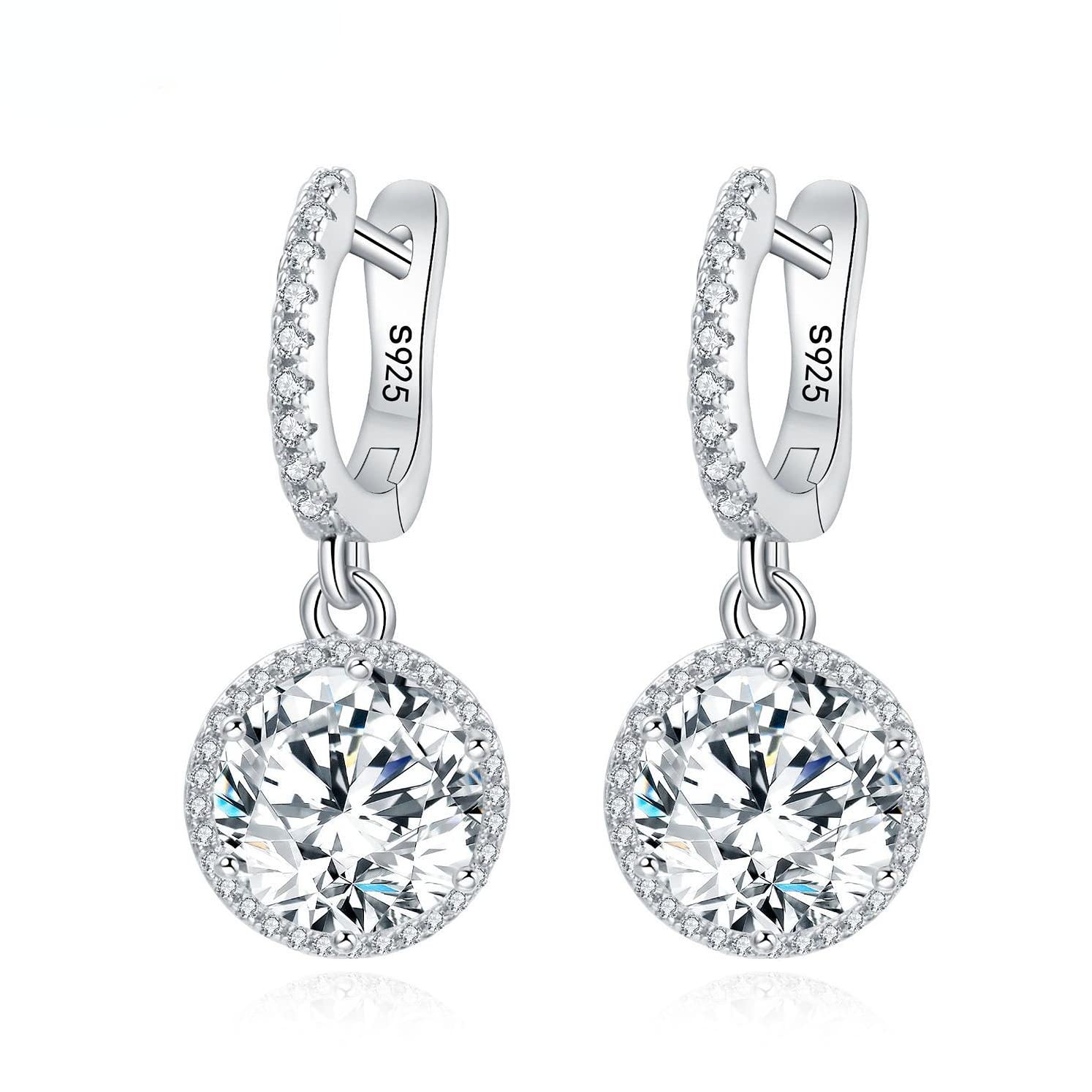 1ct Moissanite Diamond Hoop Earrings for Women - 925 Sterling Silver Hollow Round Stud Earrings with Secure Ear Buckle | Perfect for Everyday Wear, Date Nights & Special Occasions