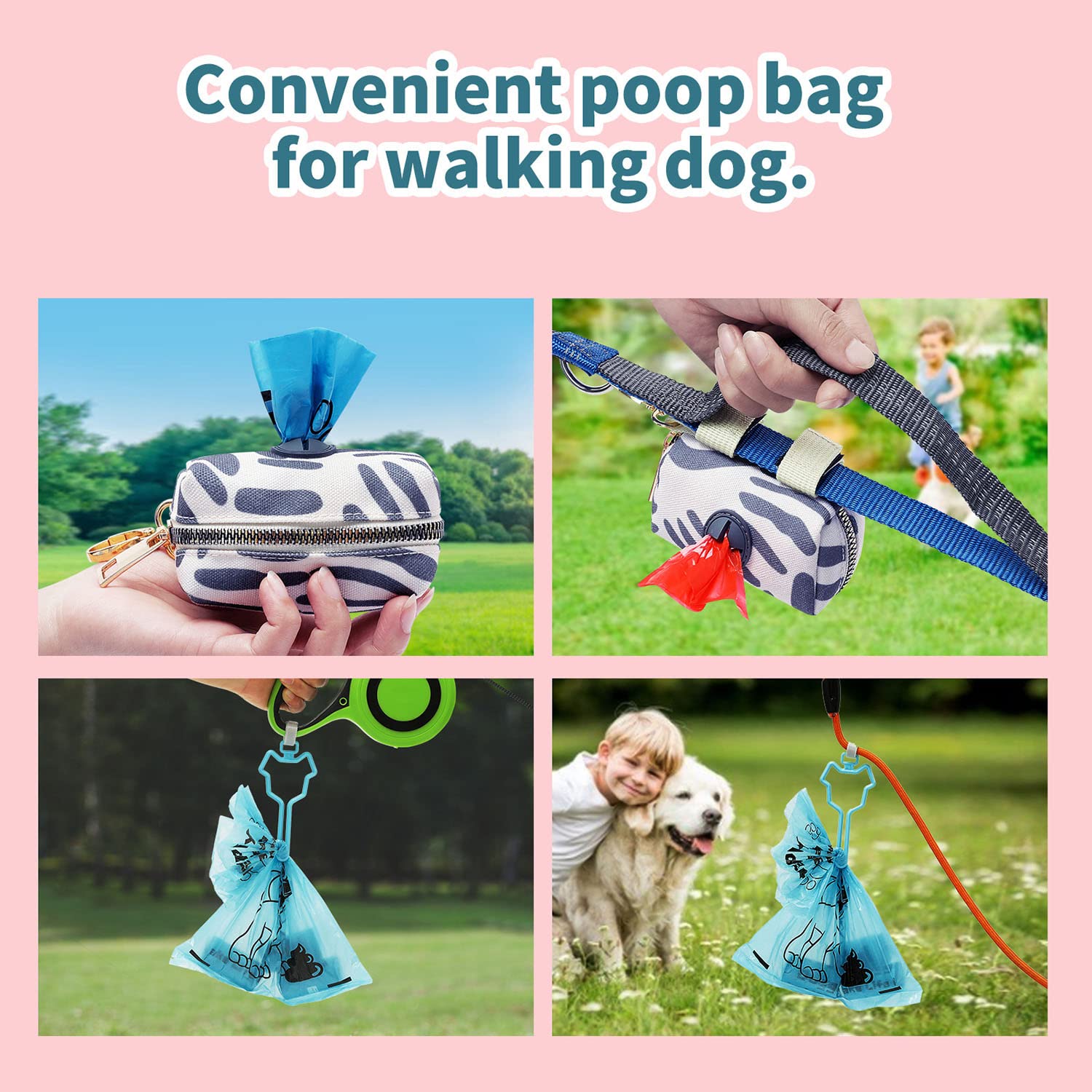 Eco-Friendly Biodegradable Dog Poop Bags with Dispenser - Leak Proof, Waterproof & Extra Strong Waste Bags for Dogs - Perfect for Walks, Parks & Travel