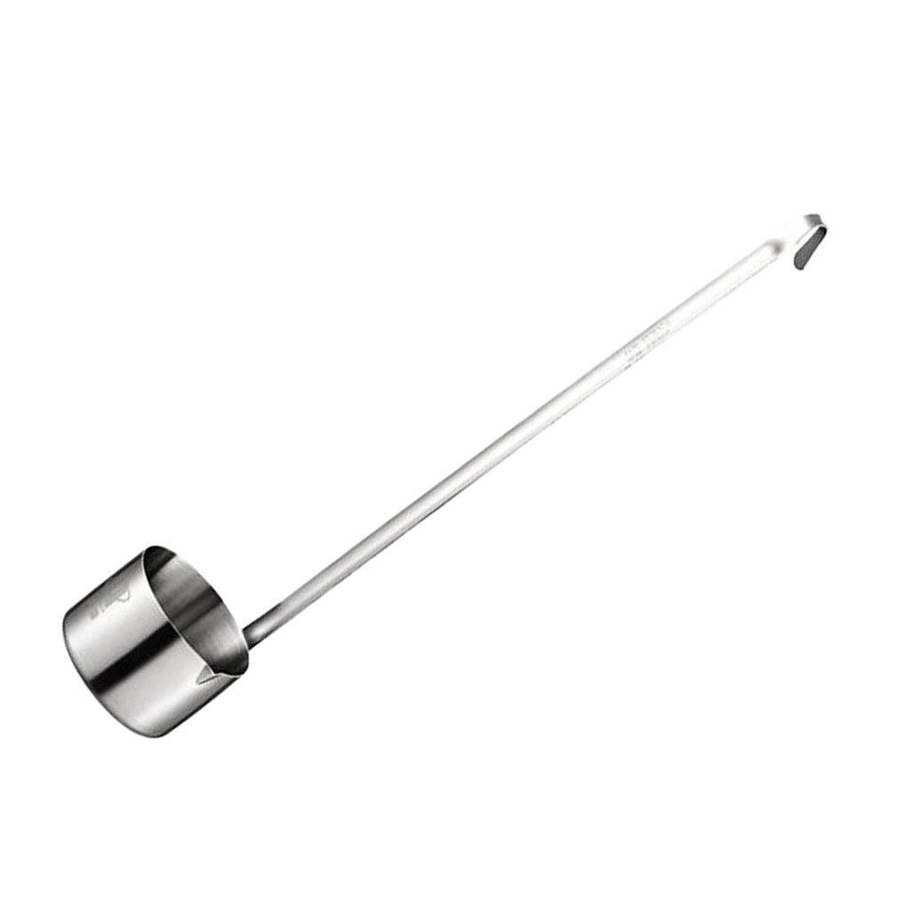 Flameer Stainless Steel Wine Dipper Spoon with Long Handle & Hook - 250ml Flat Bottom Sauce Ladle - Heat & Corrosion Resistant - Perfect for Wine Tasting, Bartending, Cooking & Kitchen Use