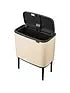Brabantia Bo Touch Bin 36L Stainless Steel Trash Can with Lid - 9.5 Gallon Kitchen Waste Bin for Home, Office & Bathroom - Elegant Beige Design