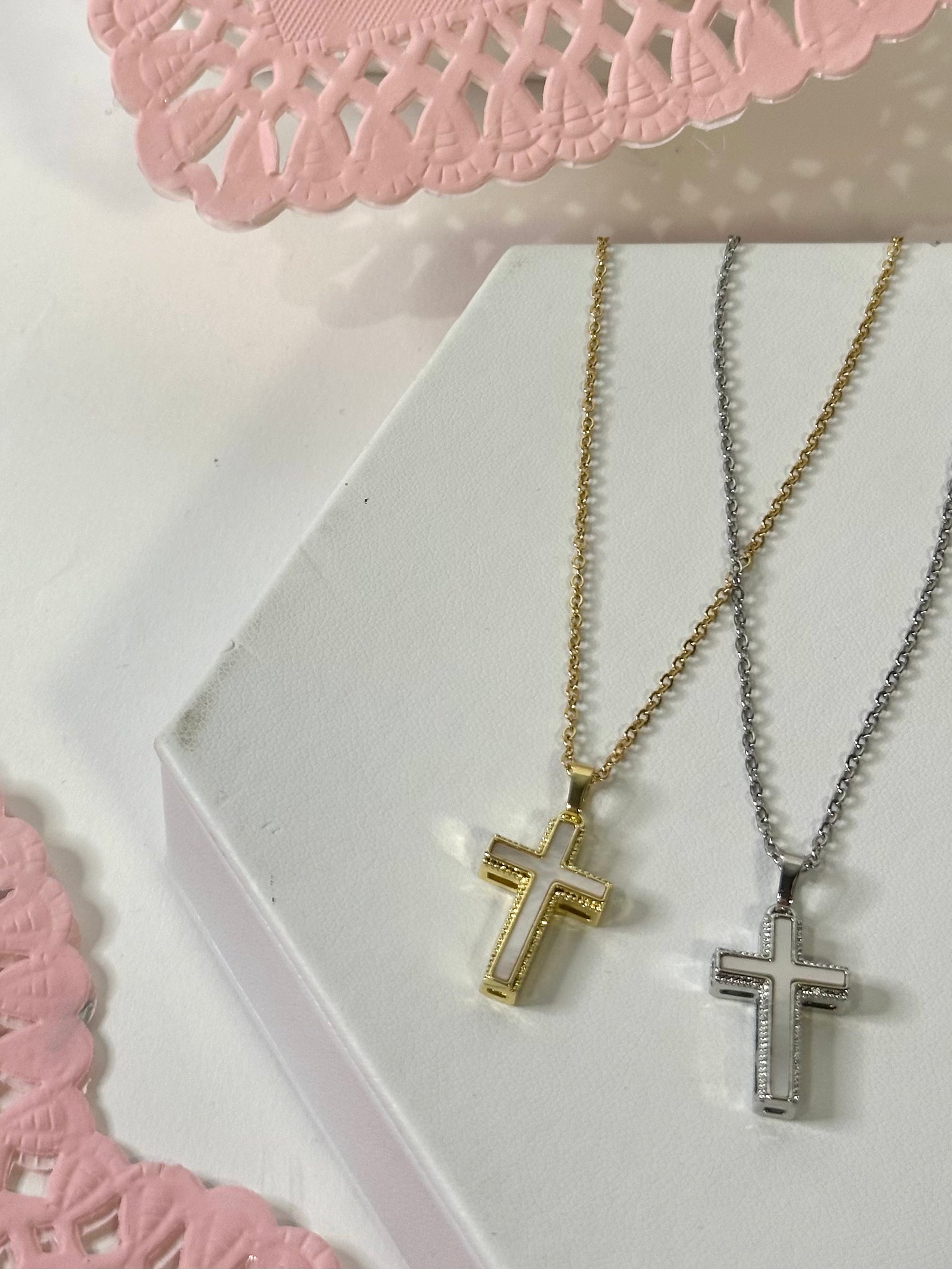 Elegant Pearl Cross Necklace for Women - Sterling Silver Religious Jewelry Gift for Baptism, First Communion & Everyday Wear