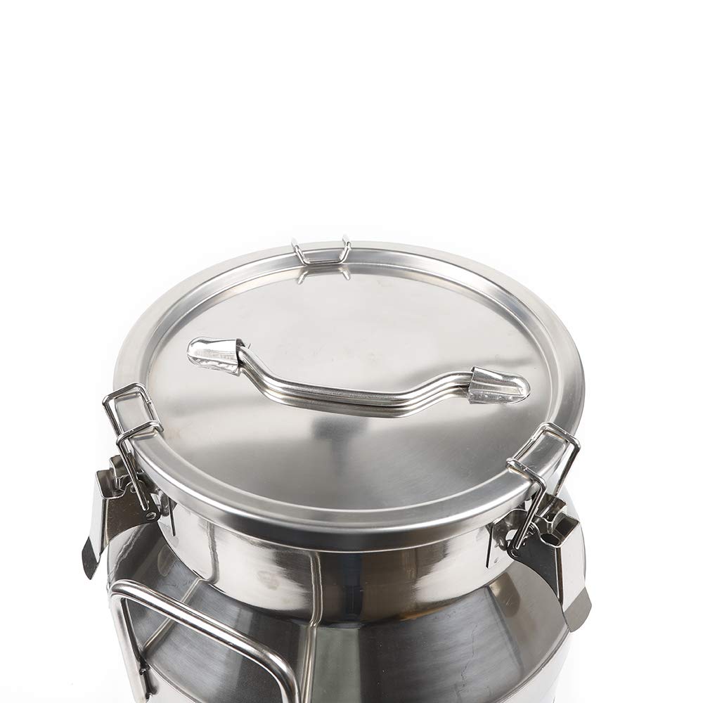 20L (5.25 Gallon) Stainless Steel Milk Can - Food Grade Wine Pail, Fermentation Bucket & Storage Jug for Dairy, Brewing & Home Use