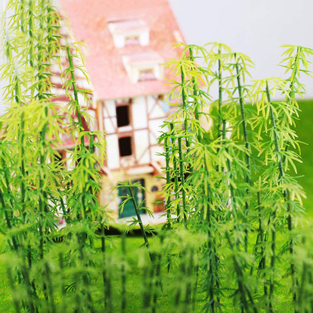 120 PCS Bamboo Tree Model Set, Woohome 5 Sizes Mixed Plastic Bamboo Trees for Train Scenery, Diorama, Architecture & DIY Landscape Projects - Perfect for Model Railroads, Miniature Gardens & Tabletop Displays