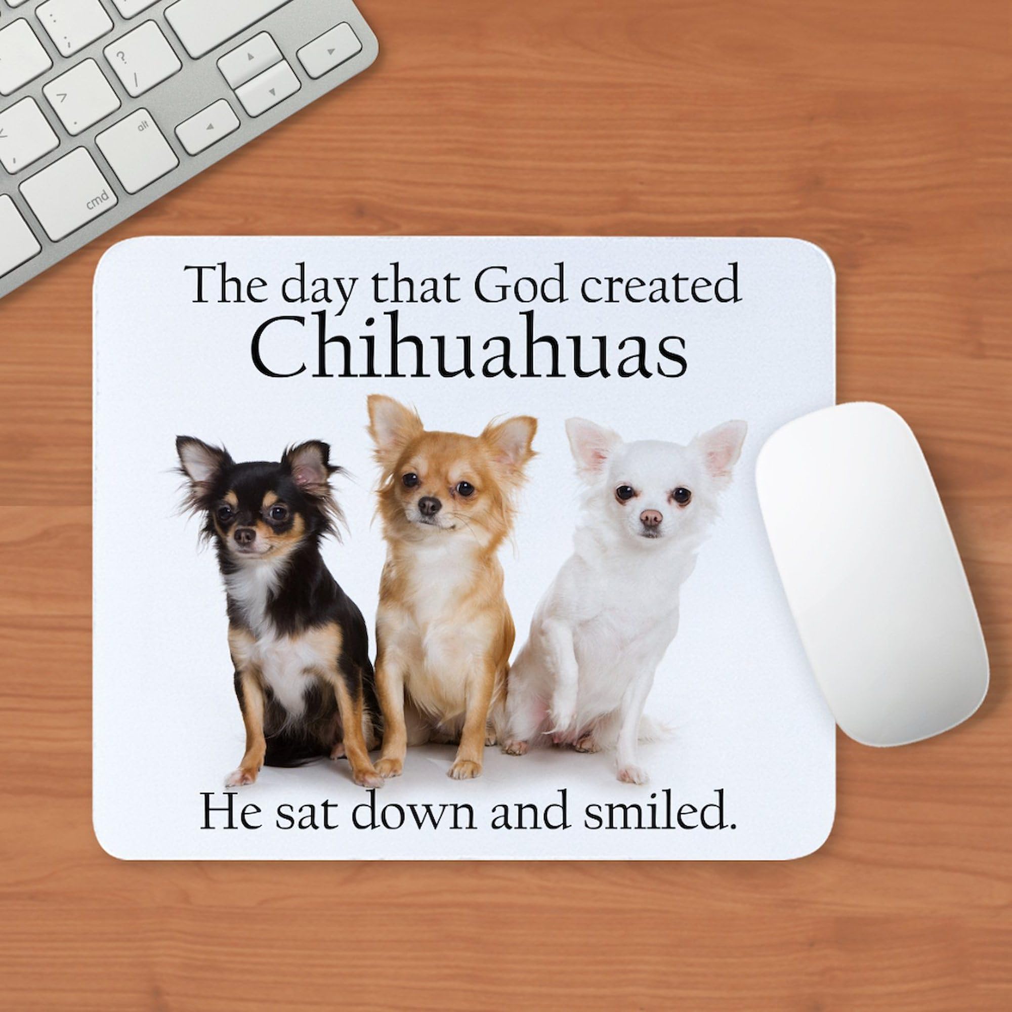 Non-Slip Rubber Gaming Mouse Pad with God & Chihuahuas Design - Perfect for Office, Home Computer Desk & Gaming Setup - CafePress