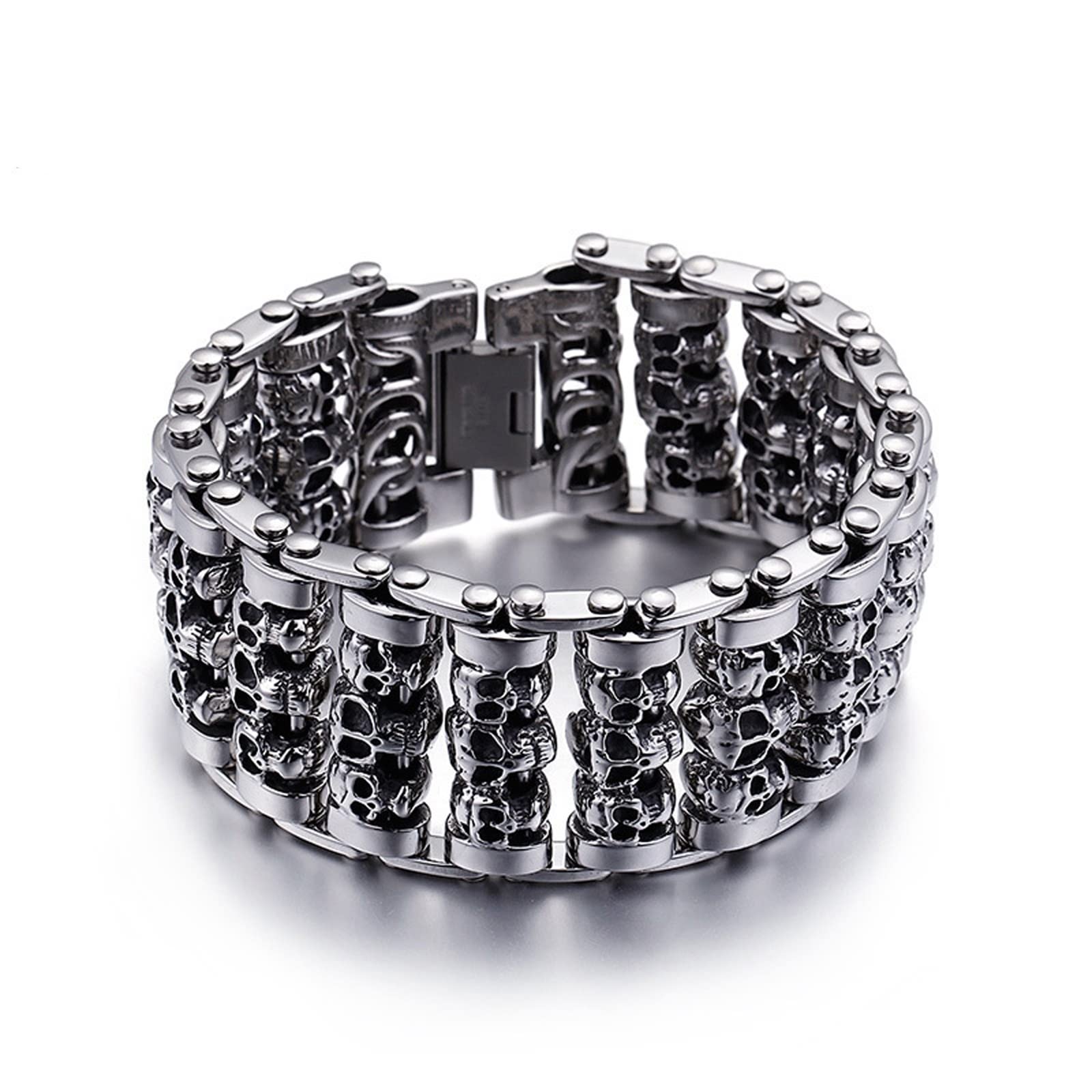 **Men's Black Cuban Link Bracelet - Stainless Steel Skeleton Bangle for Men | Stylish & Durable Jewelry for Casual Wear, Parties & Gifts**