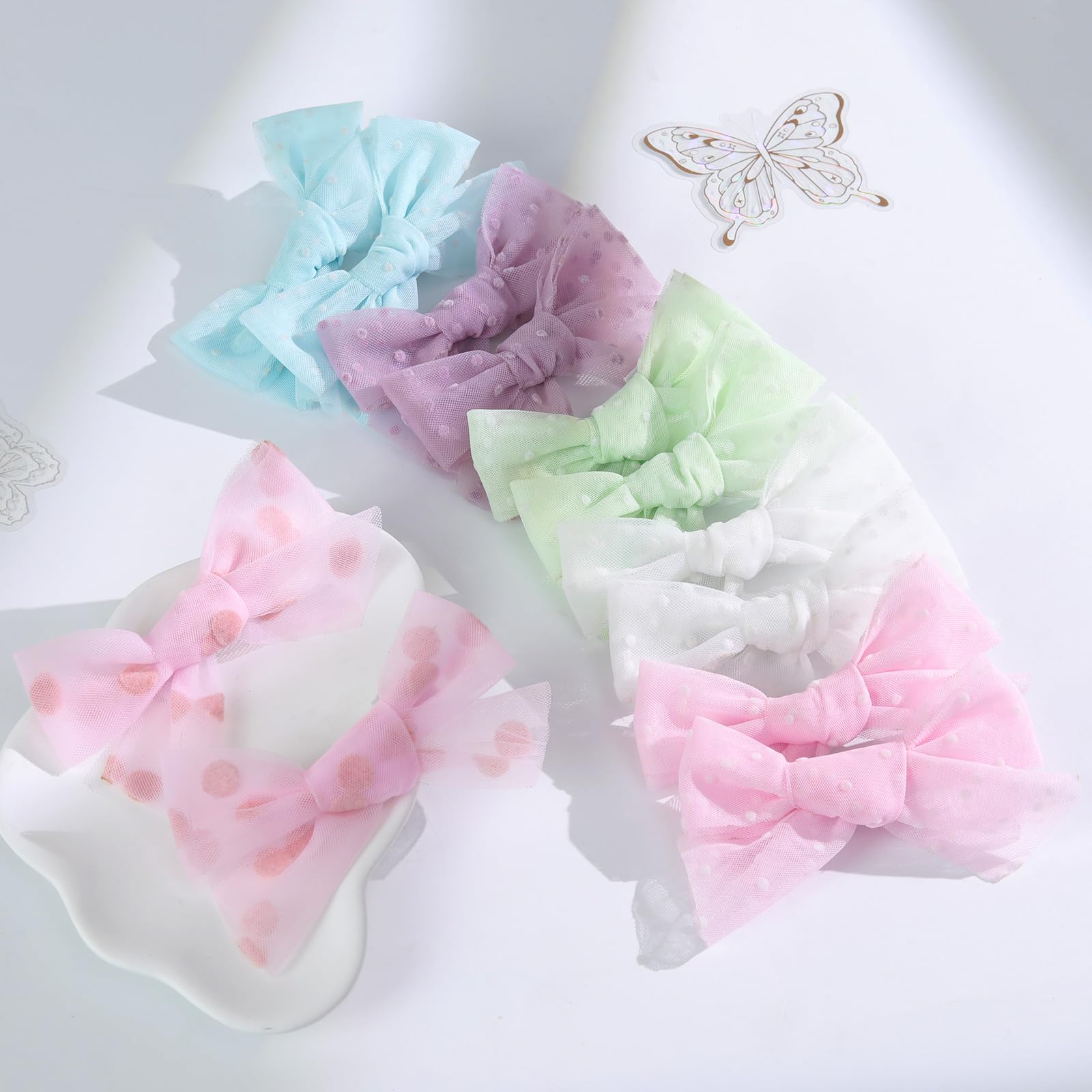40Pcs Tulle Hair Bows for Girls - Cute Pigtail & Ponytail Clips for Toddlers & Kids (20 Pairs) - Perfect for Birthday Parties, School, Photos & Daily Hair Accessories