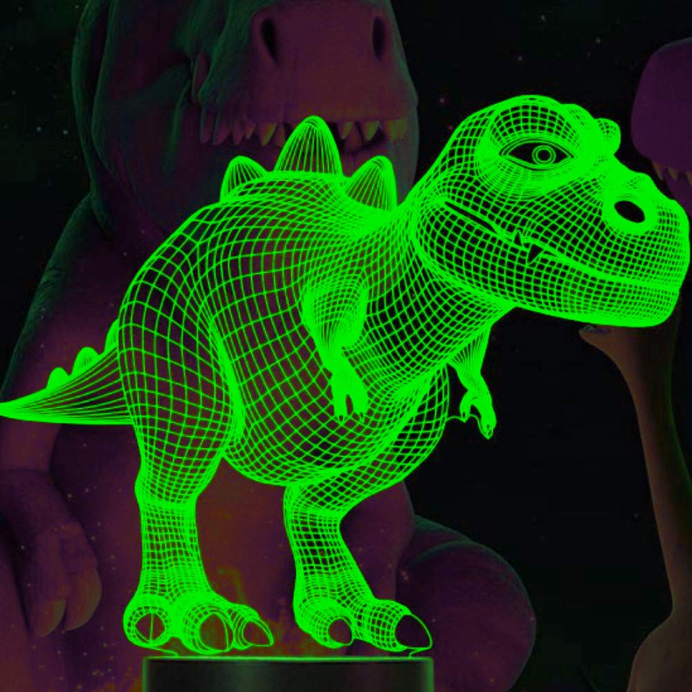 3D Dinosaur Dragon Night Light - LED Touch Table Lamp with 7 Color Changing Modes, Optical Illusion Decor for Kids Room, Birthday Gift, Christmas Home Decor (Perfect for Bedtime, Nursery, and Playroom)