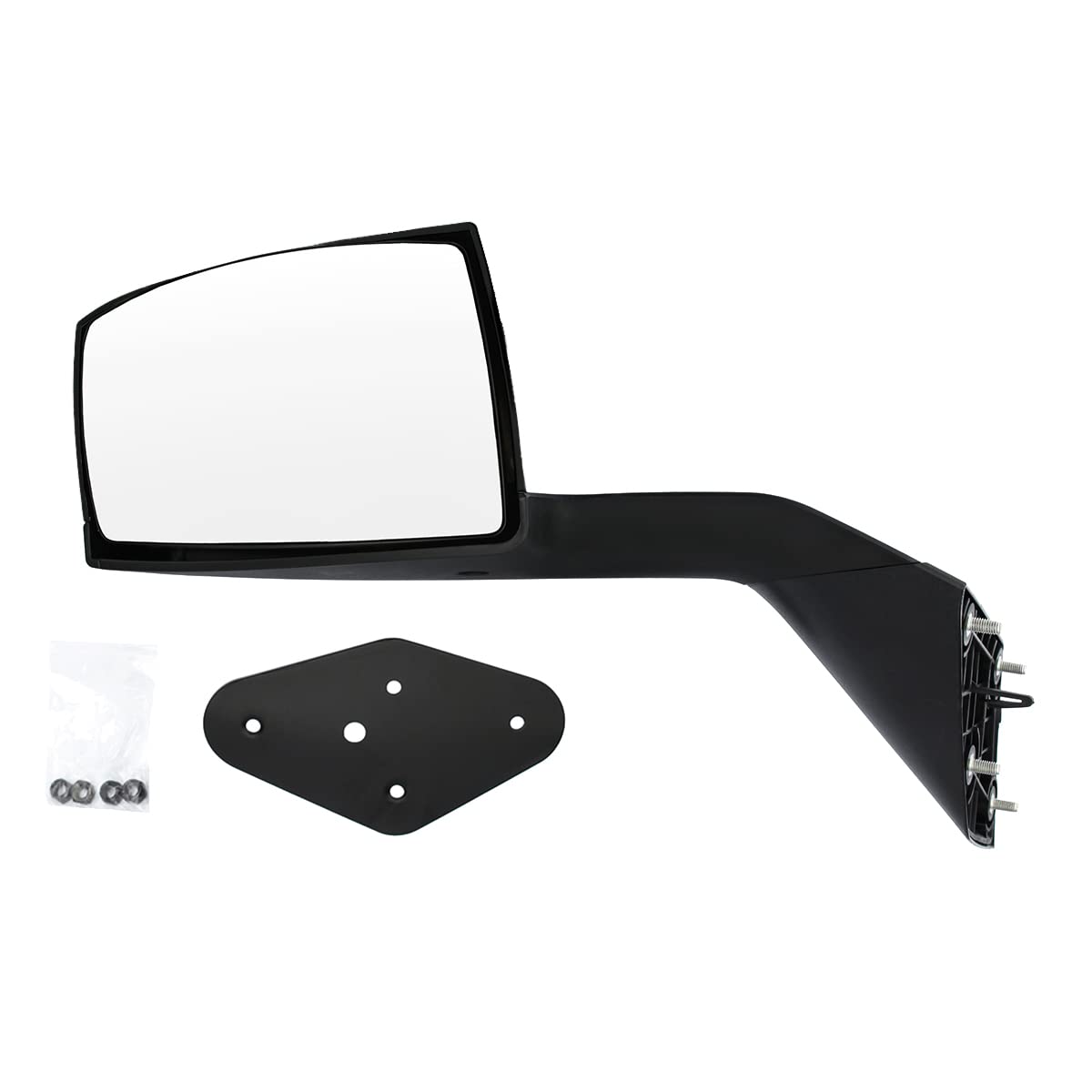 Volvo VNL Hood Mirror Assembly (2004-2014) - Left Driver Side Replacement with Arm - Black - Perfect for Truck Maintenance & Road Safety