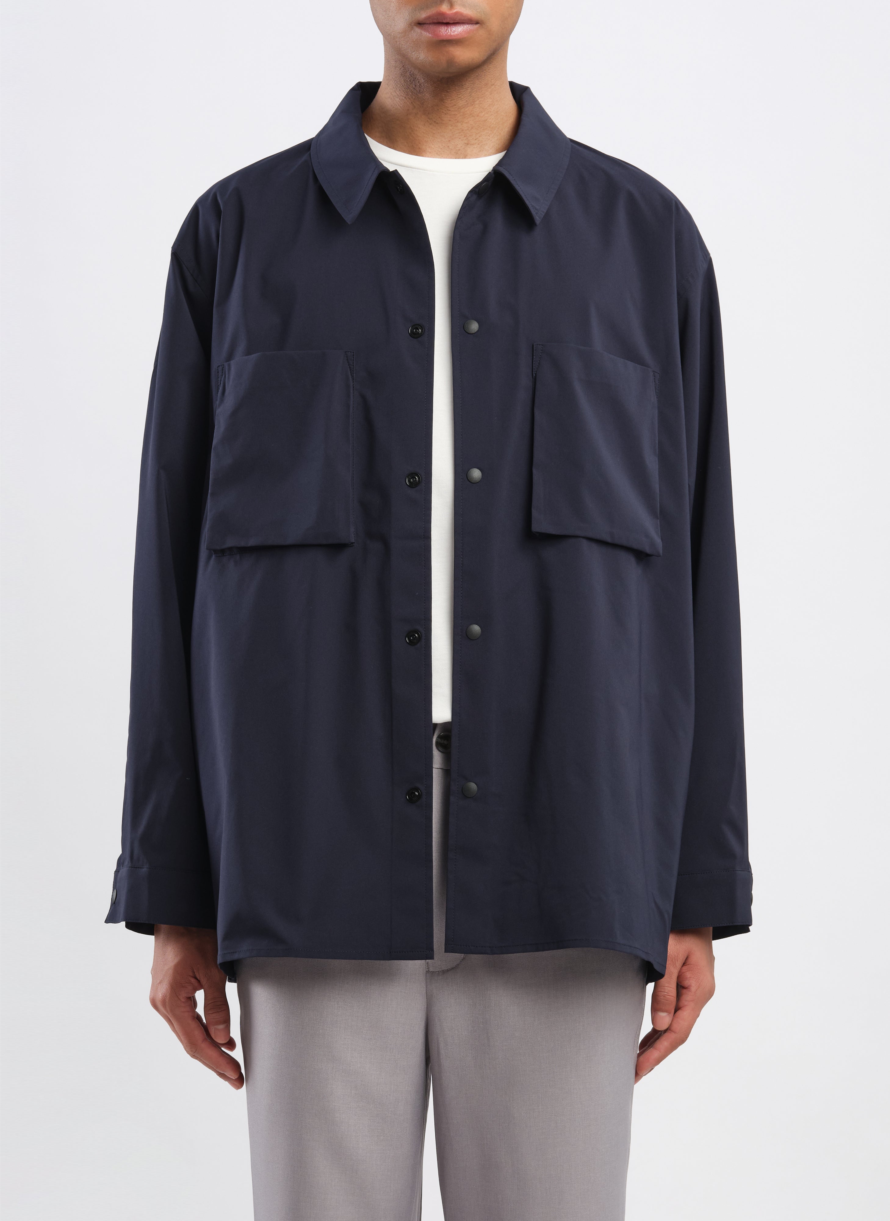 Minotech Snap Button Pocket Open Collar Shirt for Men - Casual Office Wear & Outdoor Activities