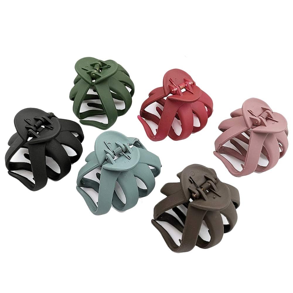 6-Pack Medium Hair Claw Clips for Women - Non-Slip Grip Octopus Jaw Clips, Matte Finish Thick Hair Clips for Daily Hairstyles | Perfect for School, Work, Gym and Travel Hairstyling Accessories