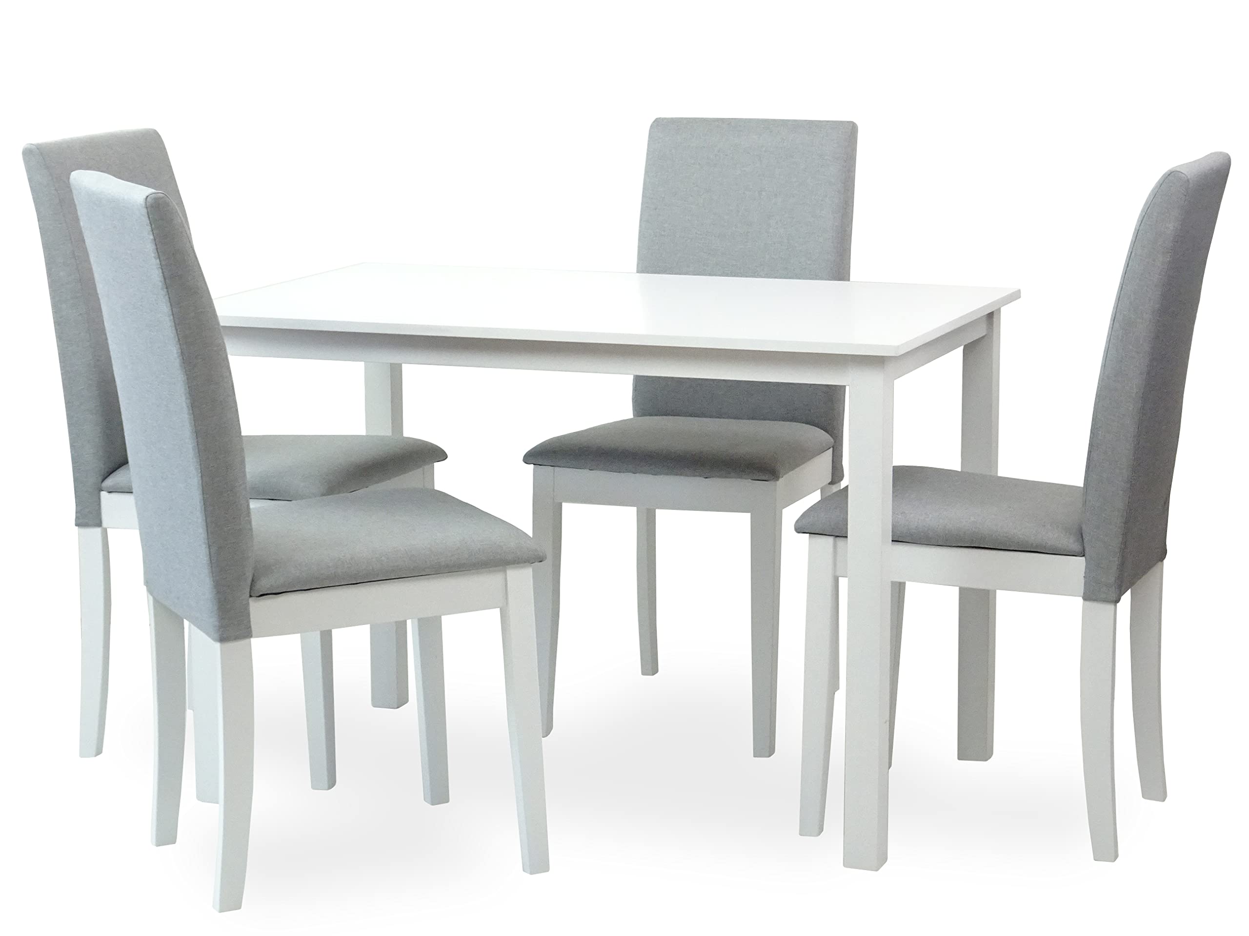 4-Piece Classic White Solid Wood Dining Chairs with Padded Seats - Fallabella Side Chairs for Kitchen, Dining Room & Home Decor