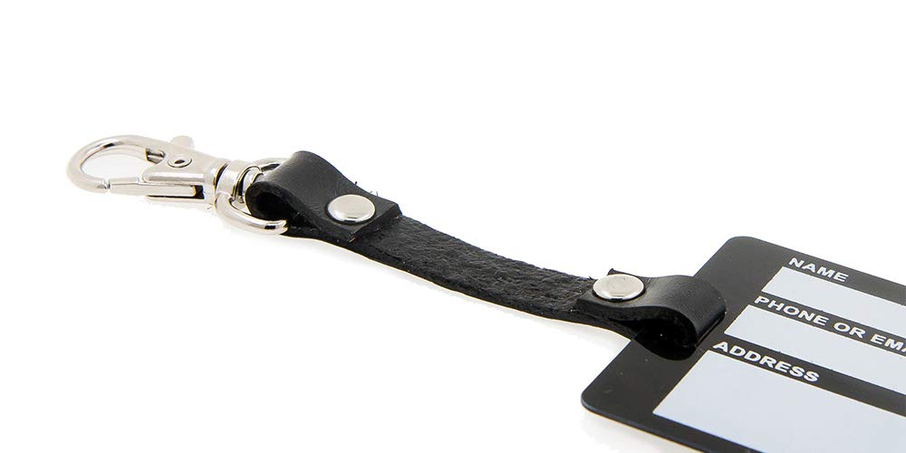 Premium Leather Luggage Tag with Adjustable Strap - Easy Zipper Attachment, Ornate Silver Design (Small) - Perfect for Travel, Suitcases, Backpacks & Carry-On Bags