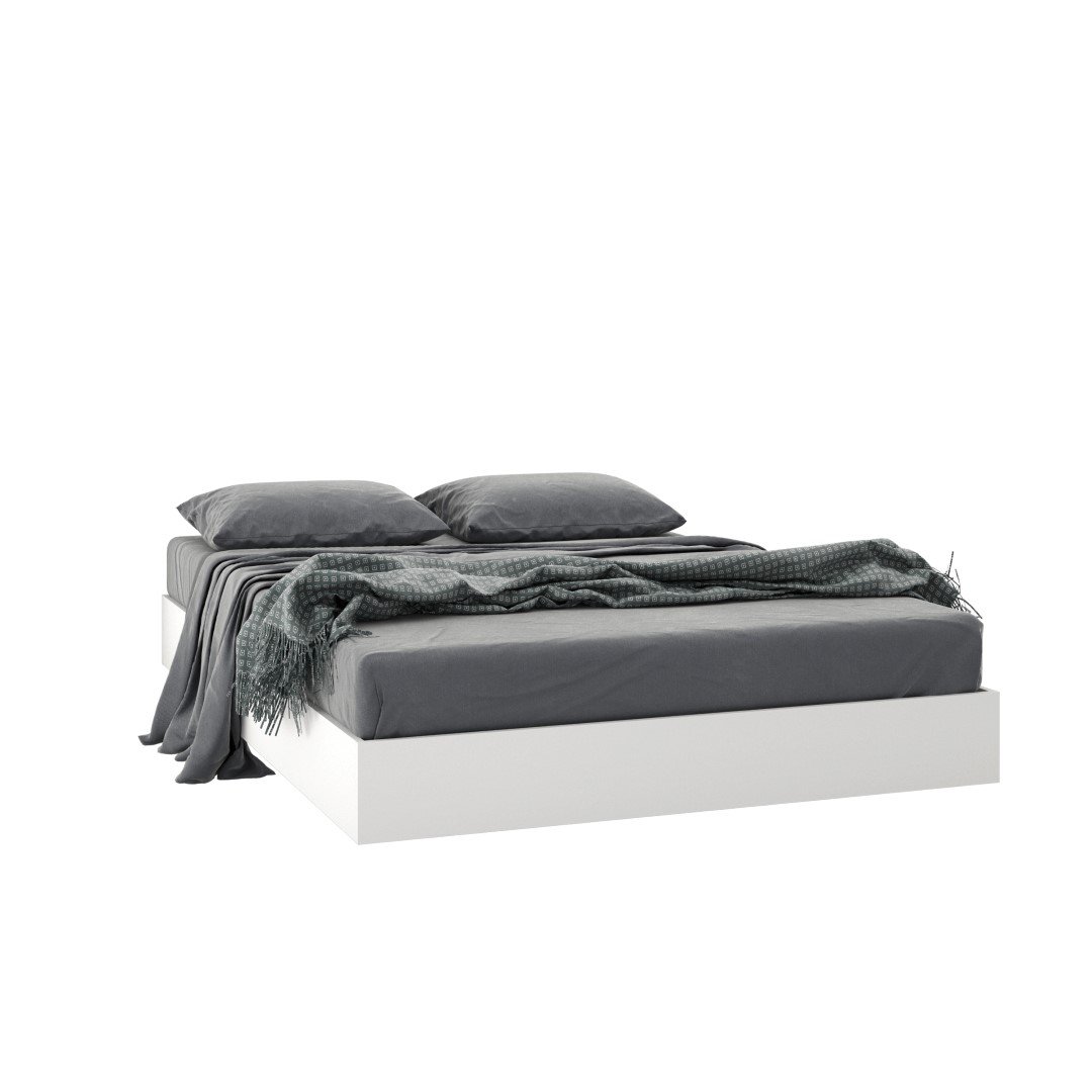 Nexera 2-Piece Full Size Bed Set with Sturdy Bed Frame & Upholstered Headboard - Bark Grey & White - Perfect for Modern Bedrooms, Guest Rooms & Small Spaces