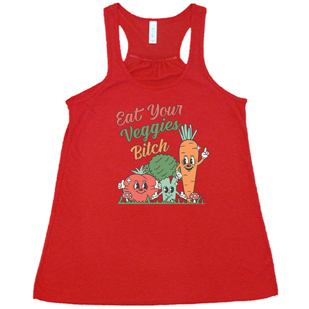 Eat Your Veggies Funny Sarcastic T-Shirt for Women - Trendy Vegan Humor Tee - Perfect for Gym, Workout & Casual Wear