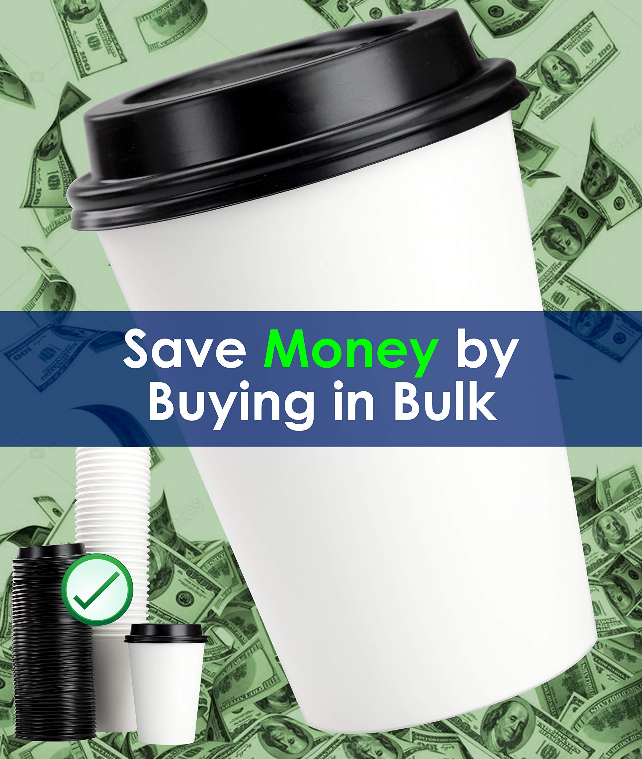 Eco-Friendly 12 Oz White Paper Coffee Cups with Recyclable Dome Lids - 100 Pack BPA-Free Disposable Cups for Hot Tea & Lattes - Perfect for Cafes, Coffee Shops, Kiosks, and Office Break Rooms