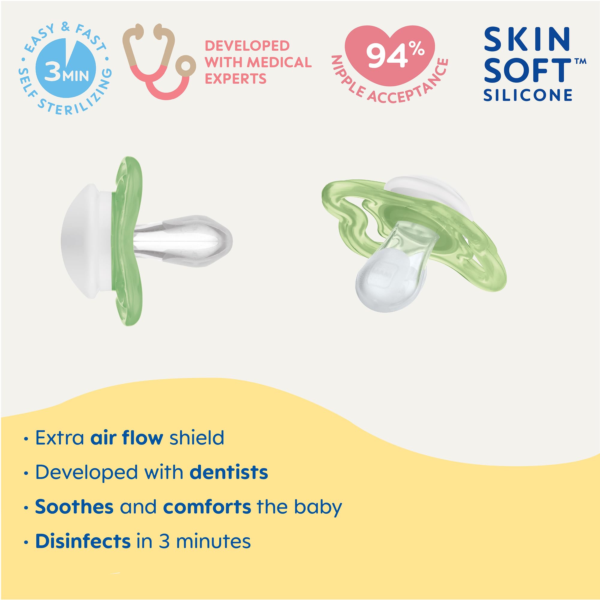 MAM Mini Air Pacifiers for Newborns 0-6 Months - BPA-Free Silicone Baby Binkies for Sensitive Skin & Breastfed Infants - Easy to Clean Orthodontic Pacifier Set of 2 with Sterilizer Case - Perfect for Soothing, Sleeping & Travel