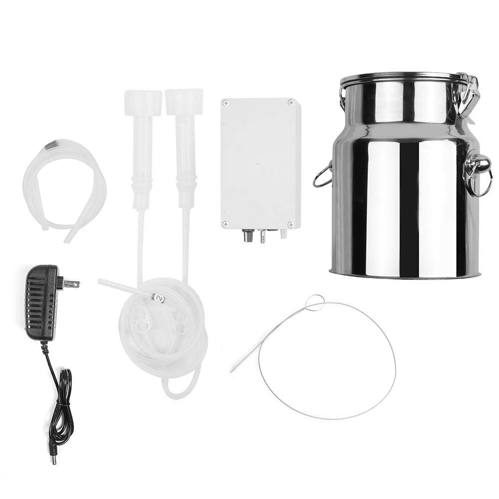 Zerodis Electric Milking Machine - 100-240V Portable Vacuum Pump Milker for Goats & Cows with 5L Bucket & Regulator Set (US Plug) | Ideal for Small Farms, Homesteads & Dairy Production