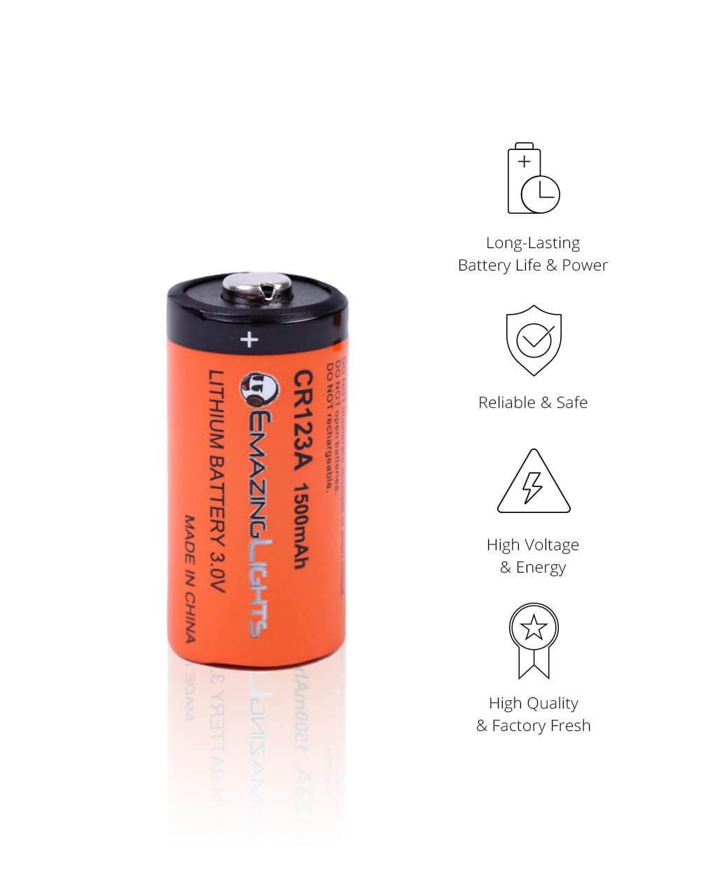 EmazingLights CR123A 3V Lithium Batteries - 10 Pack for Flashlights, Cameras & Emergency Kits - Long-Lasting Power for Outdoor Adventures & Home Safety