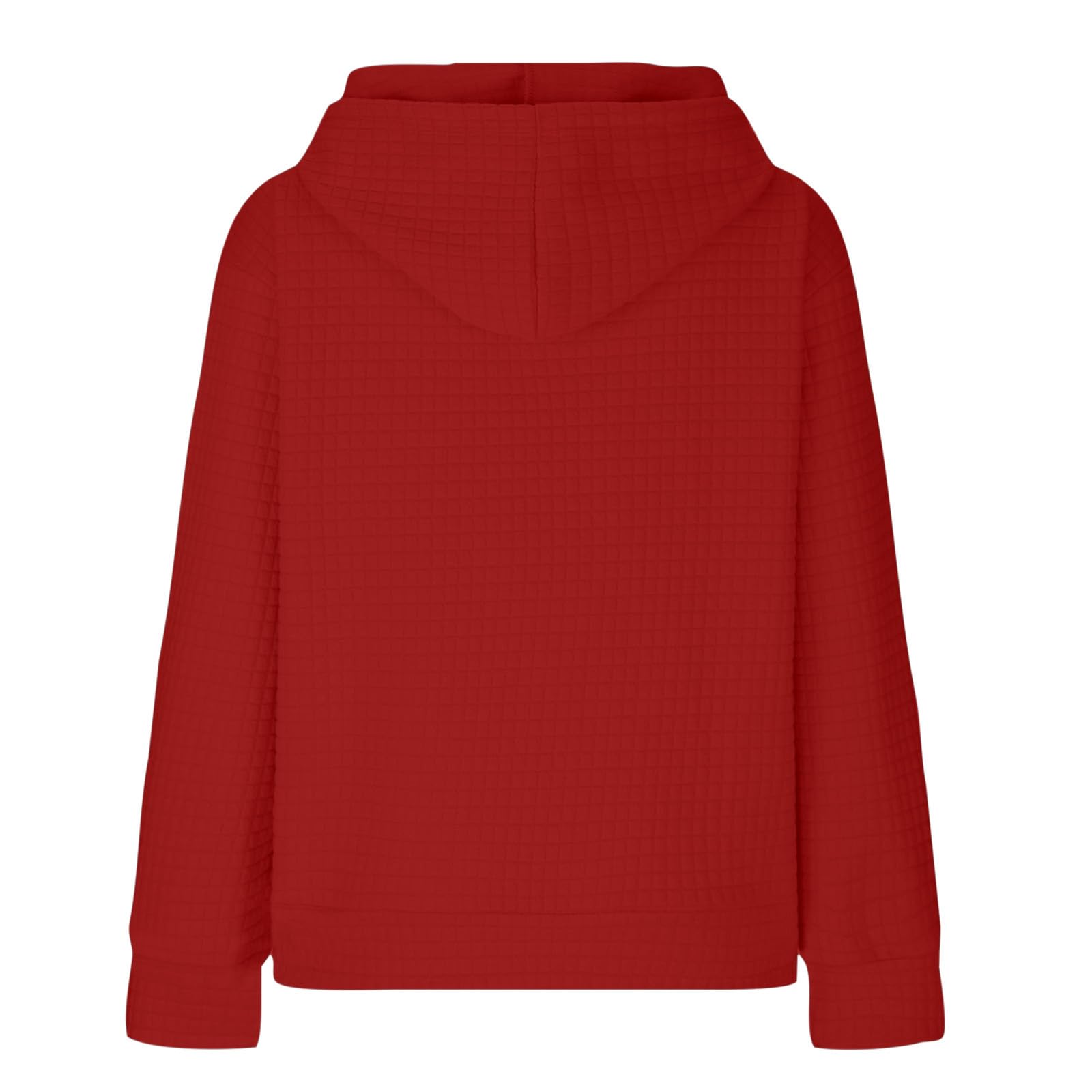 Women's Oversized Hoodie - Loose Waffle Knit Sweatshirt with Drawstring, Long Sleeve Crewneck Pullover for Fall & Winter | Casual Streetwear, Lounge Wear, Cozy Home Outfit