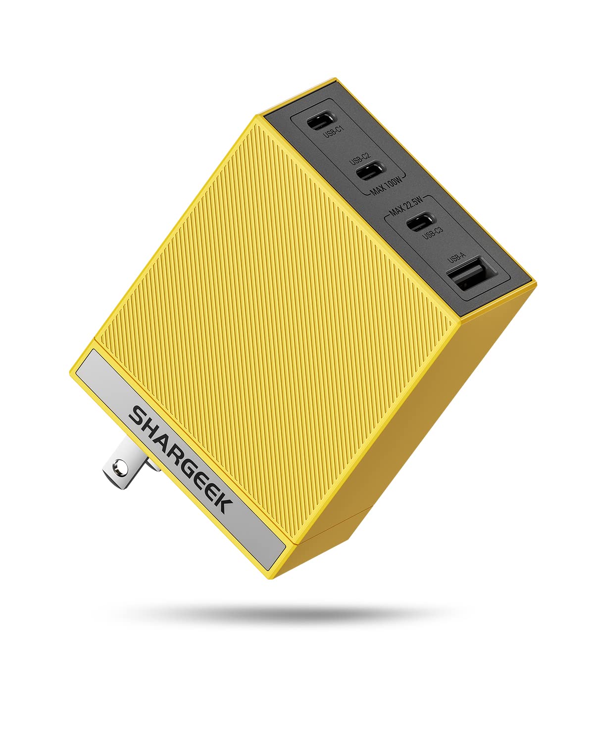 Shargeek 100W GaN Fast USB C Wall Charger with PPS PD 3.0 - Multi-Port Charger for MacBook Pro/Air, Dell XPS, iPhone 14/Pro, Pixel, iPad Pro - Compact & Powerful Charging Solution for Home, Office & Travel - Yellow
