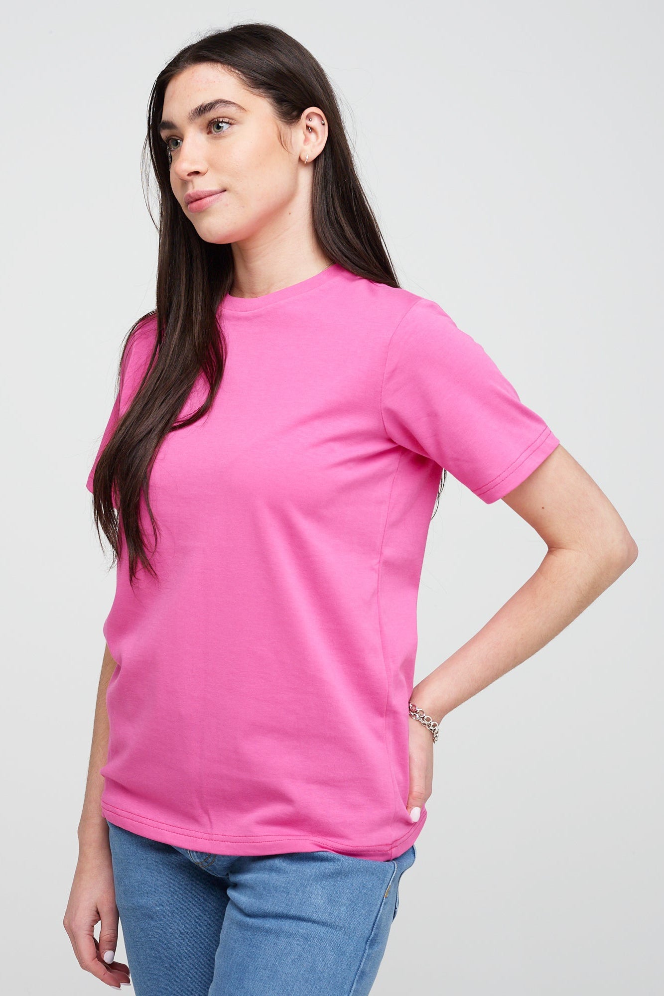 Women's Short Sleeve T-Shirt - Soft Cotton Casual Tee in Fuchsia Pink | Perfect for Summer Outfits, Weekend Wear & Layering
